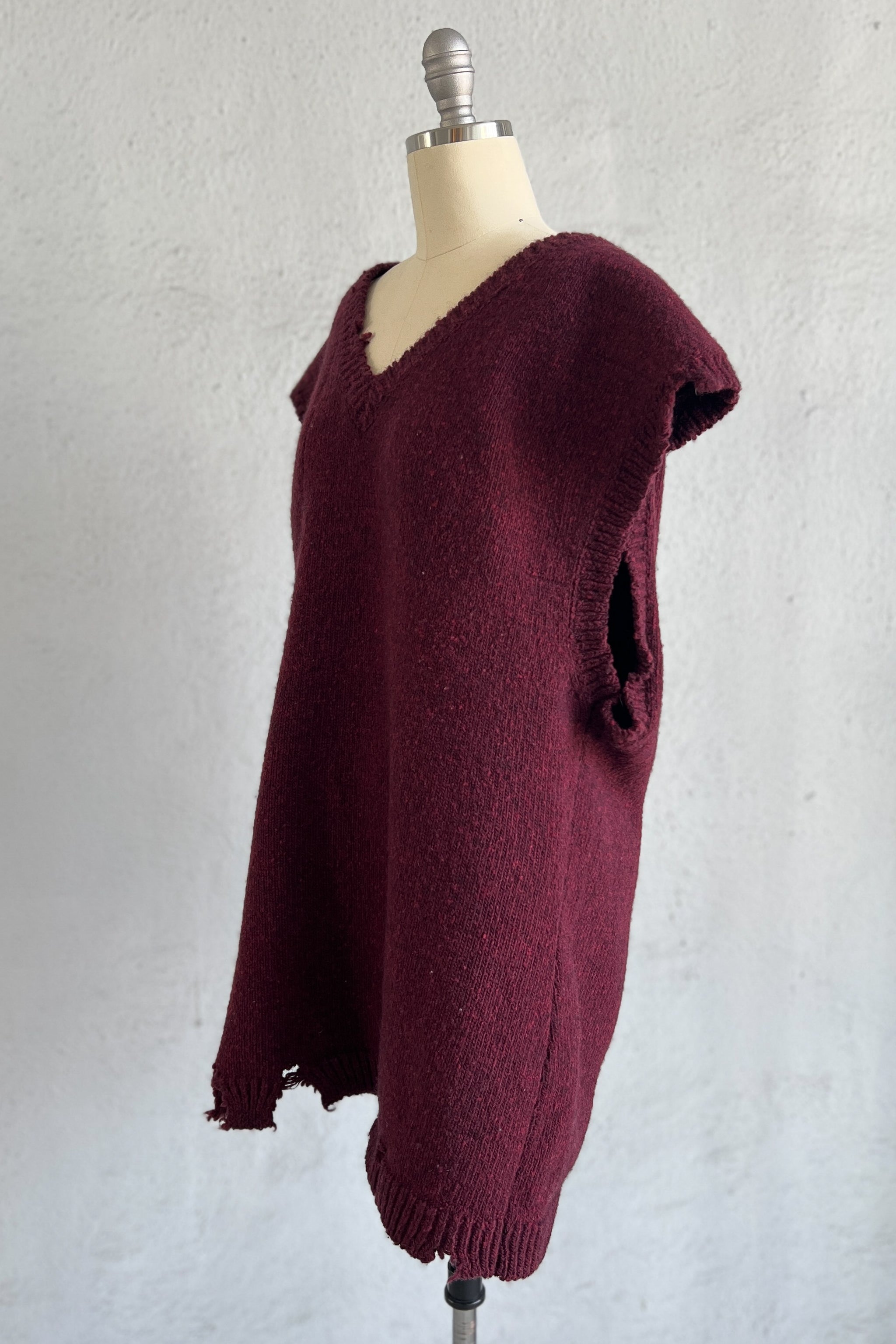 MAISON MARTIN MARGIELA BURGUNDY RED OVERSIZED DECONSTRUCTED SWEATER AW 2000