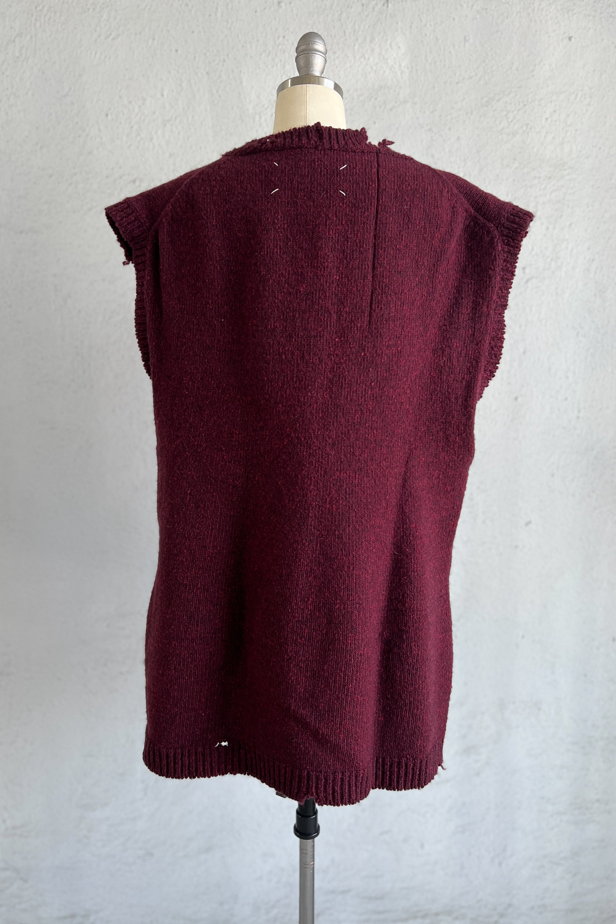 MAISON MARTIN MARGIELA BURGUNDY RED OVERSIZED DECONSTRUCTED SWEATER AW 2000