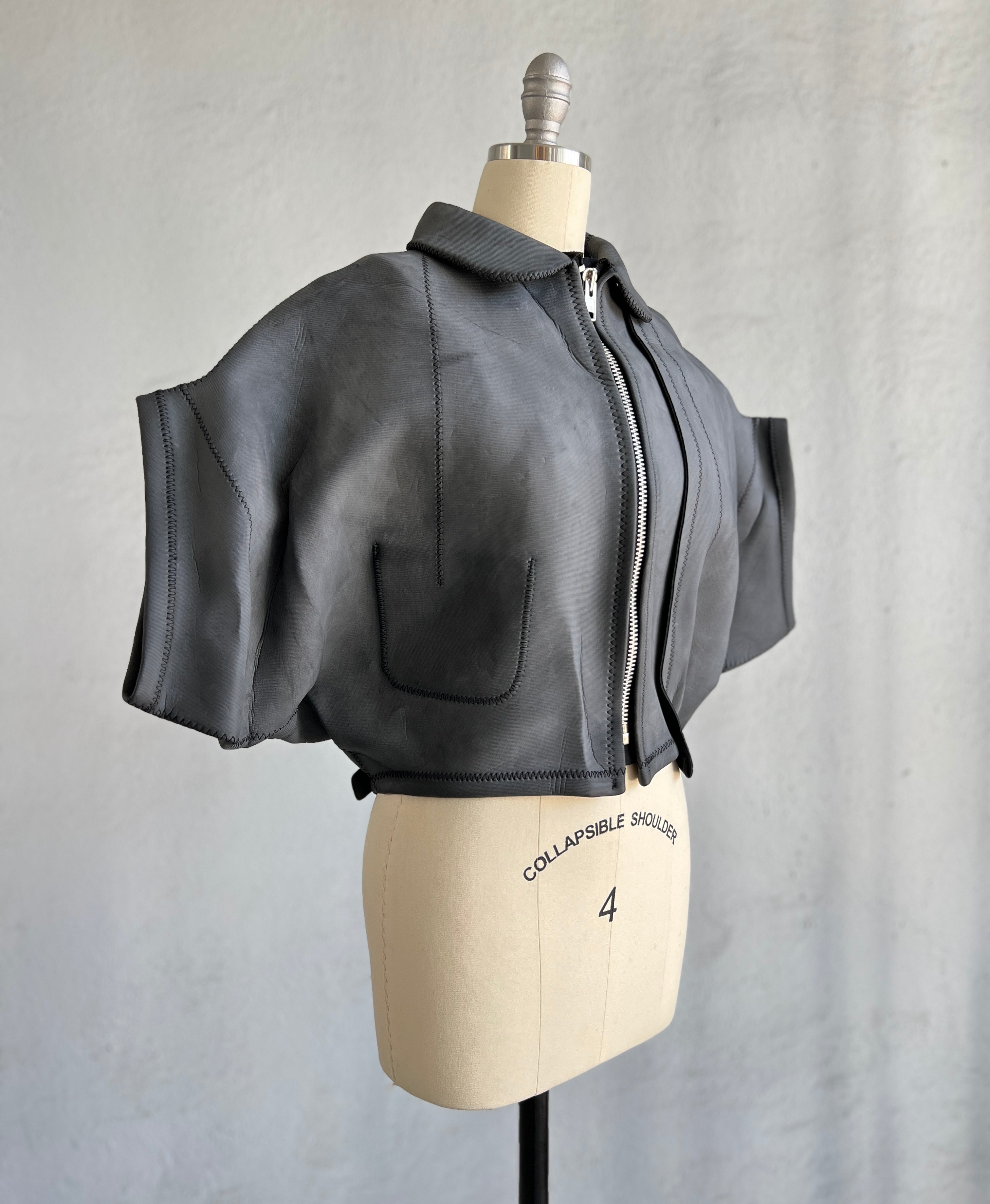 COMME DES GARÇONS GREY NEOPRENE RUBBER SCULPTURAL JACKET 2005