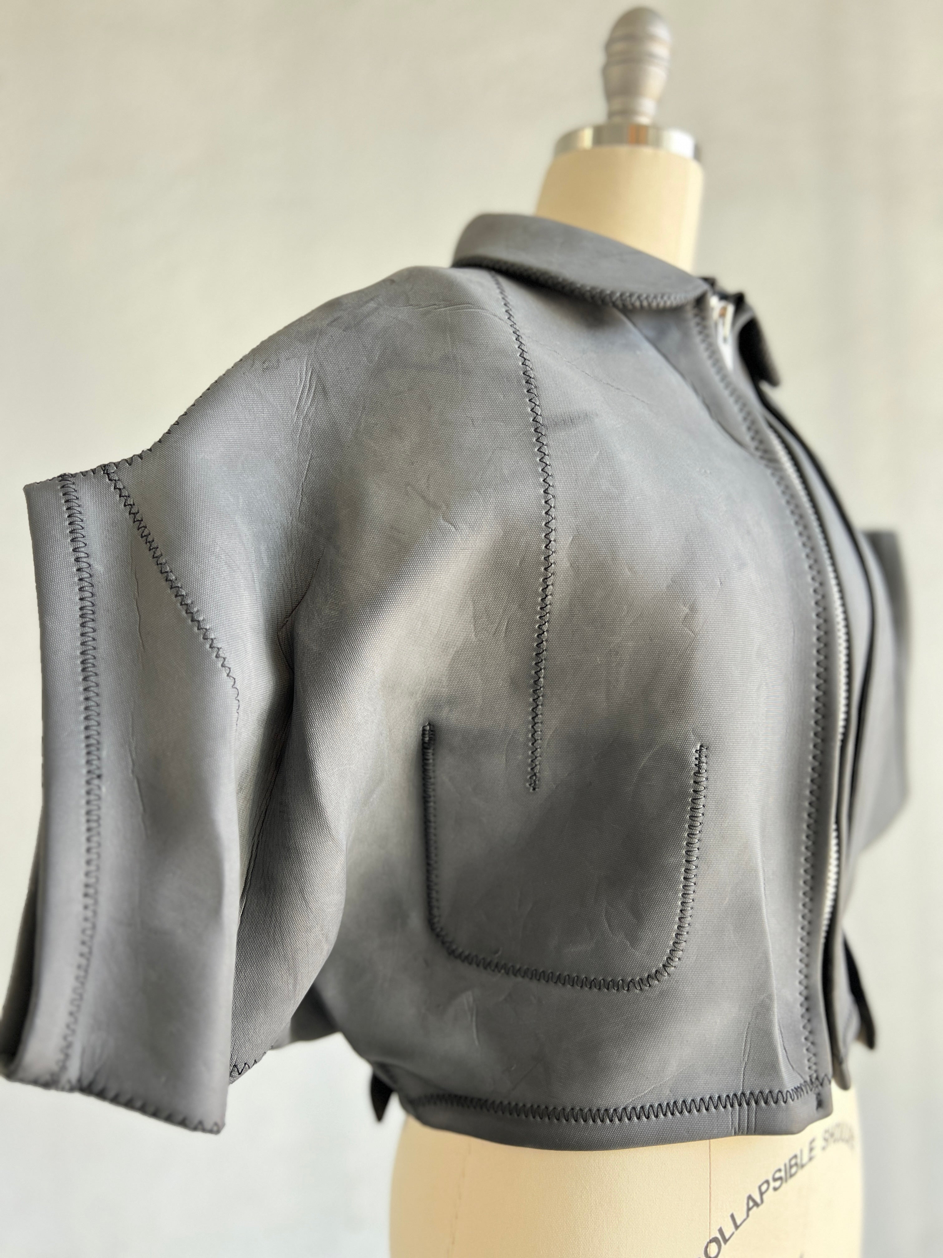 COMME DES GARÇONS GREY NEOPRENE RUBBER SCULPTURAL JACKET 2005