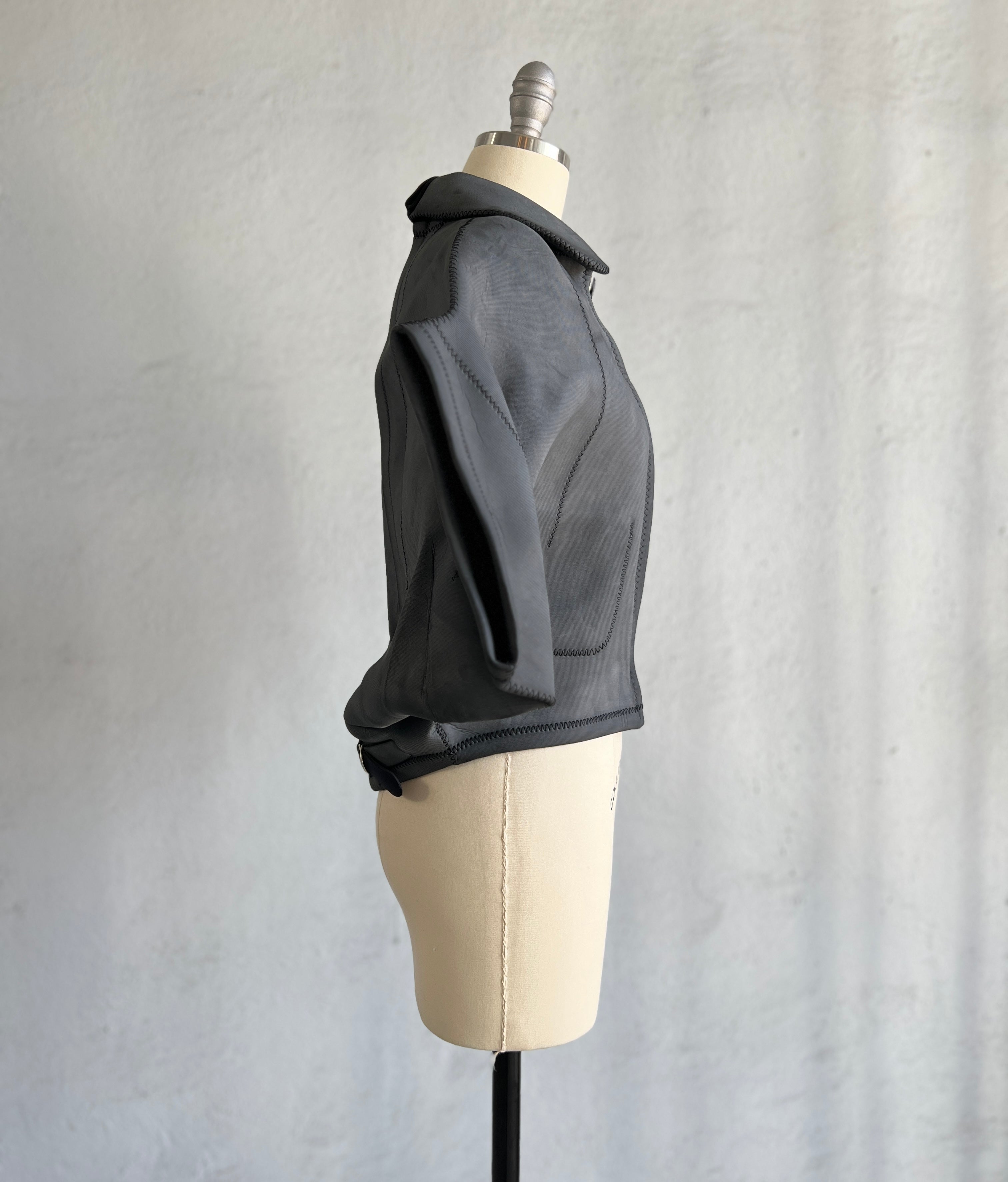 COMME DES GARÇONS GREY NEOPRENE RUBBER SCULPTURAL JACKET 2005