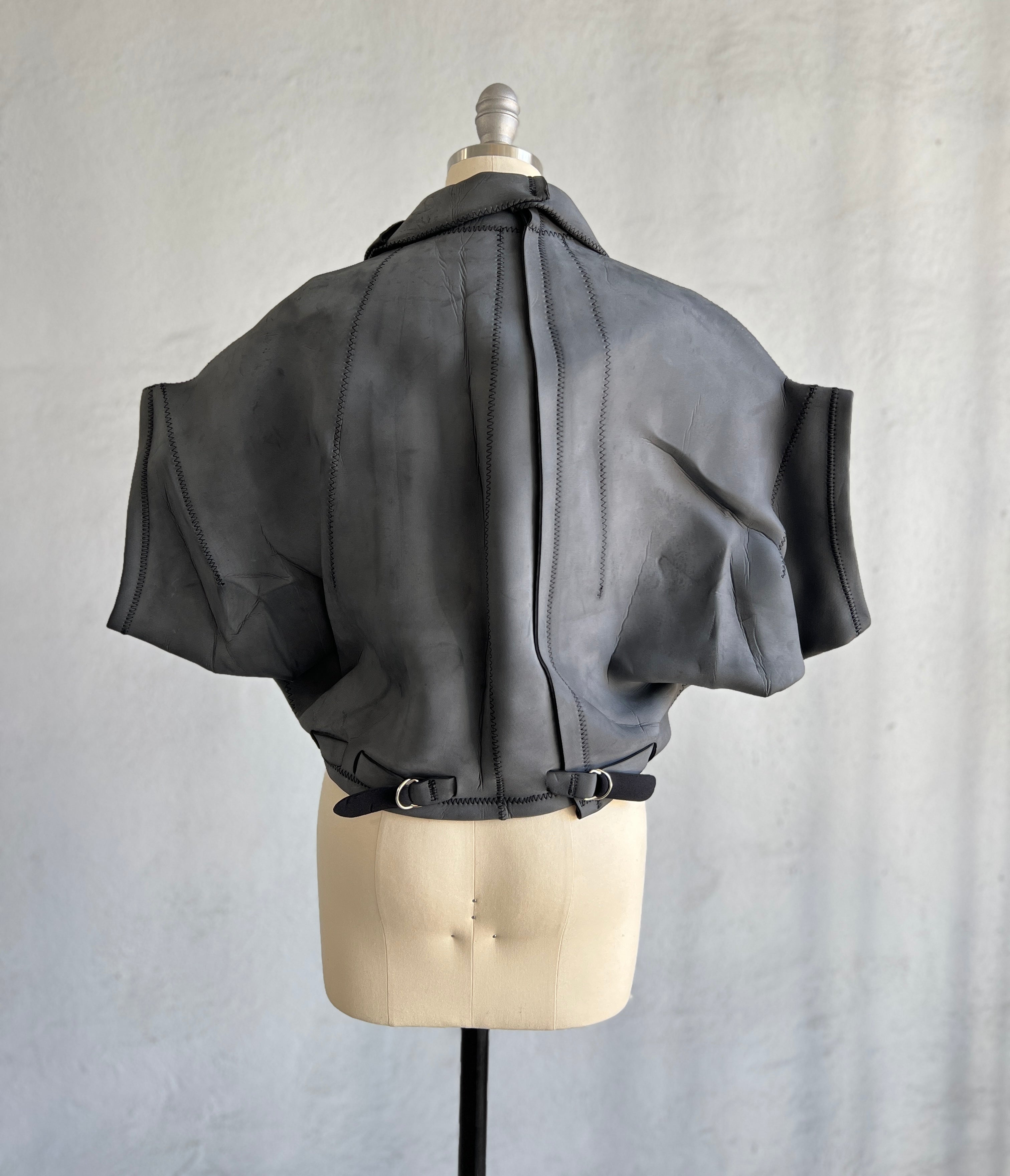 COMME DES GARÇONS GREY NEOPRENE RUBBER SCULPTURAL JACKET 2005