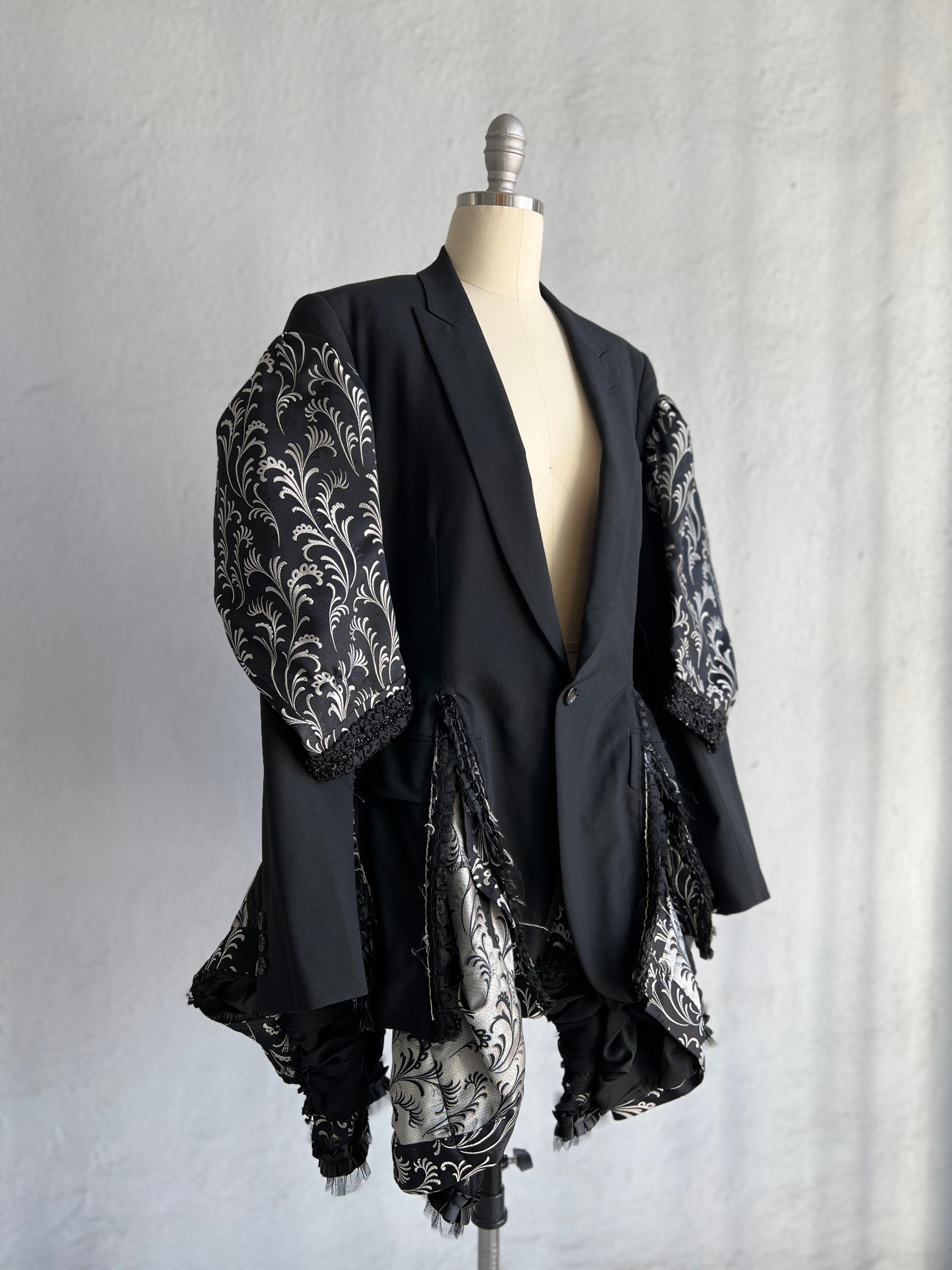 COMME DES GARÇONS BLACK FANCY COAT WITH SILVER-TONE EMBROIDERY 2006