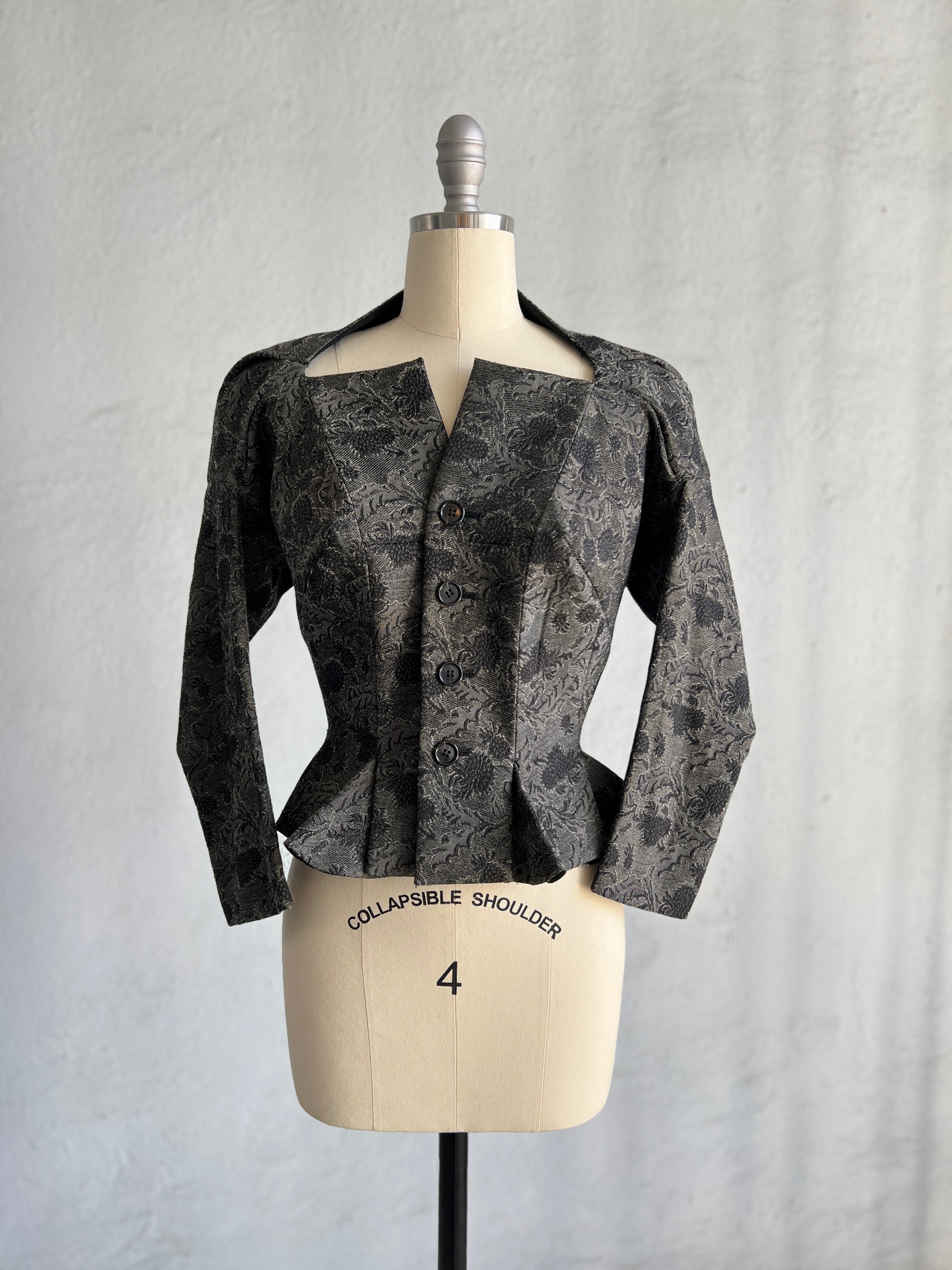 JUNYA WATANABE GREY FLORAL RUBBER NEOPRENE FANCY TRANSFORMABLE JACKET 1999-2000