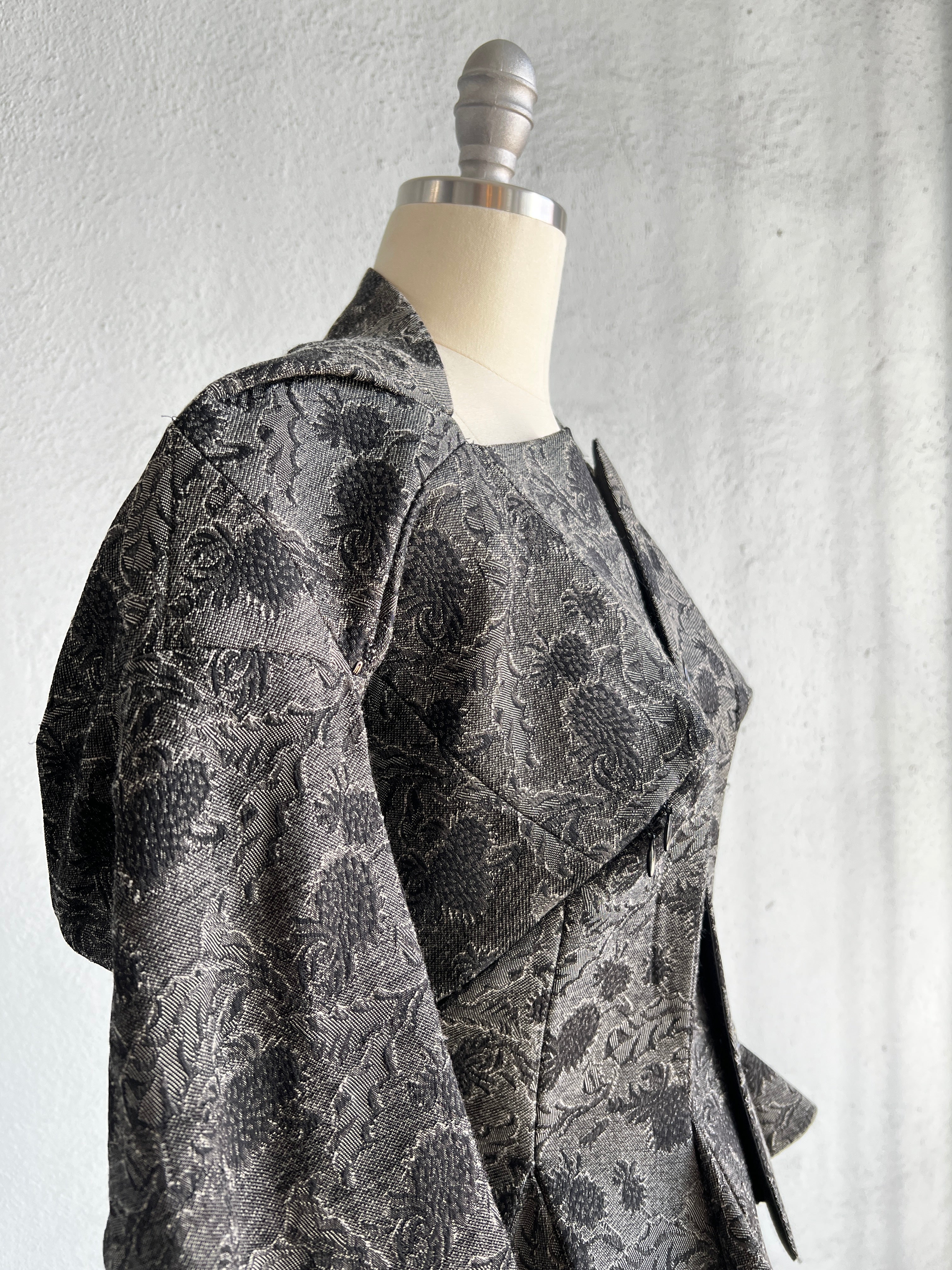 JUNYA WATANABE GREY FLORAL RUBBER NEOPRENE FANCY TRANSFORMABLE JACKET 1999-2000