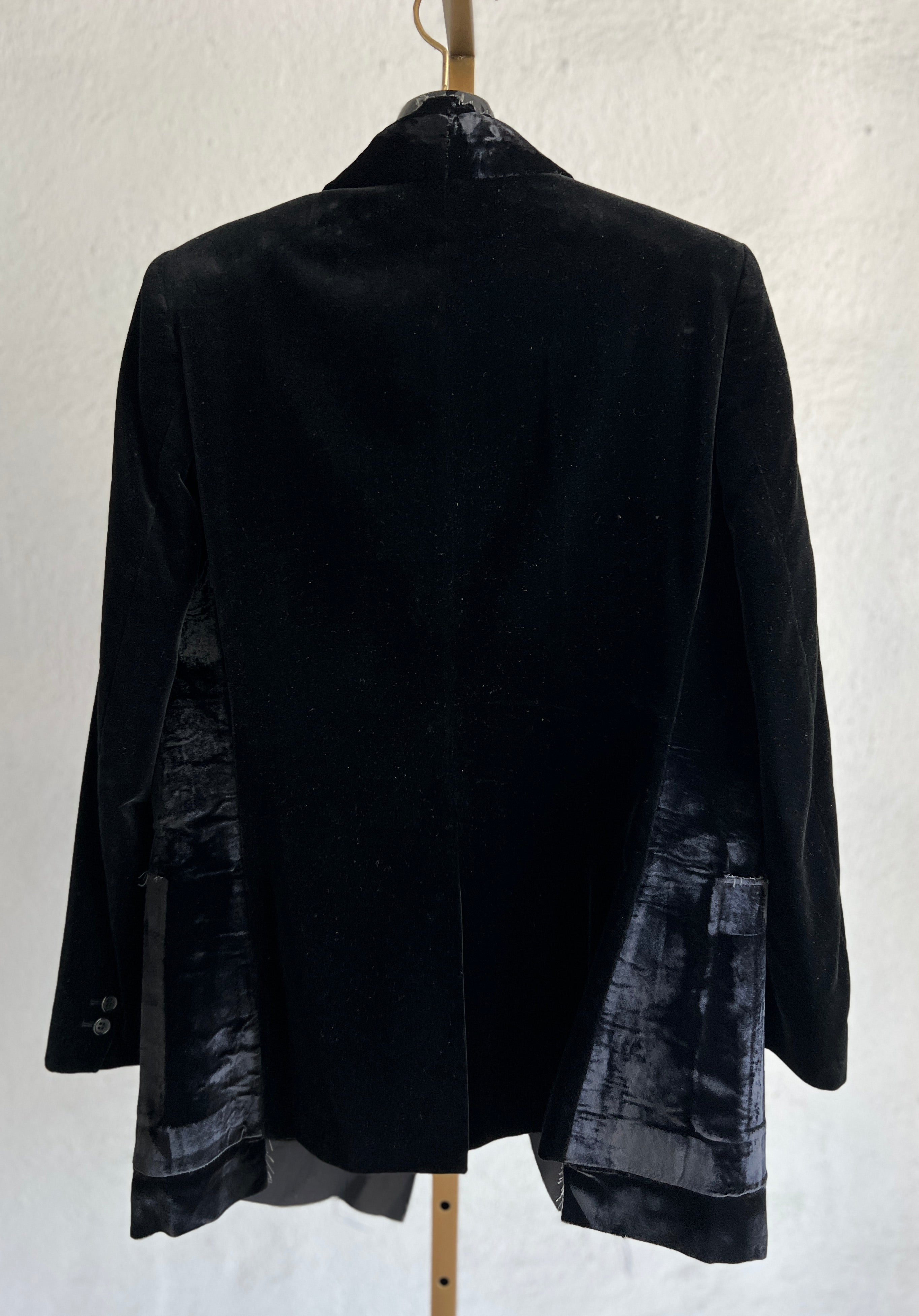 MAISON MARTIN MARGIELA BLACK VELVET DECONSTRUCTED FLAT JACKET 2000
