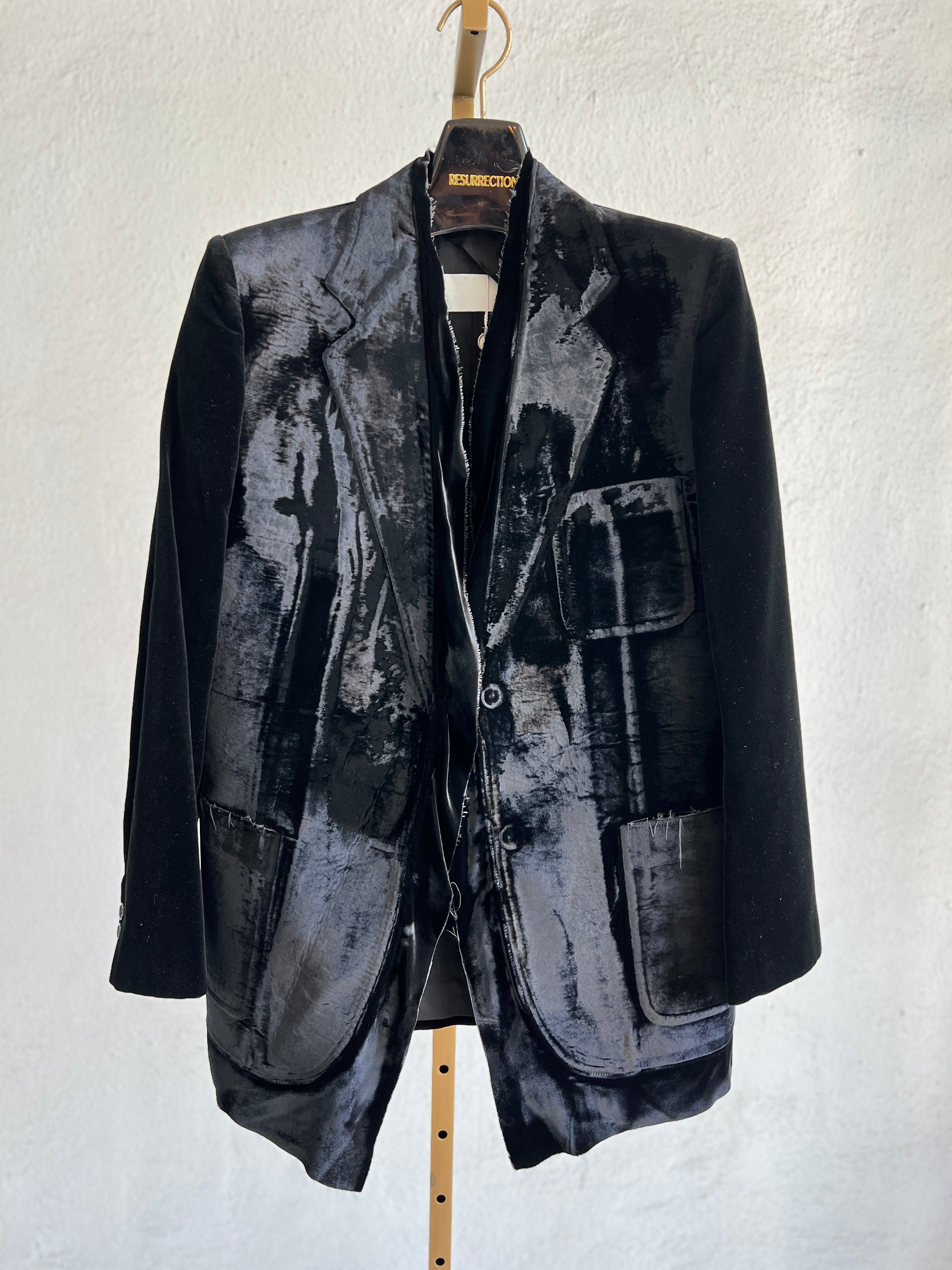 MAISON MARTIN MARGIELA BLACK VELVET DECONSTRUCTED FLAT JACKET 2000