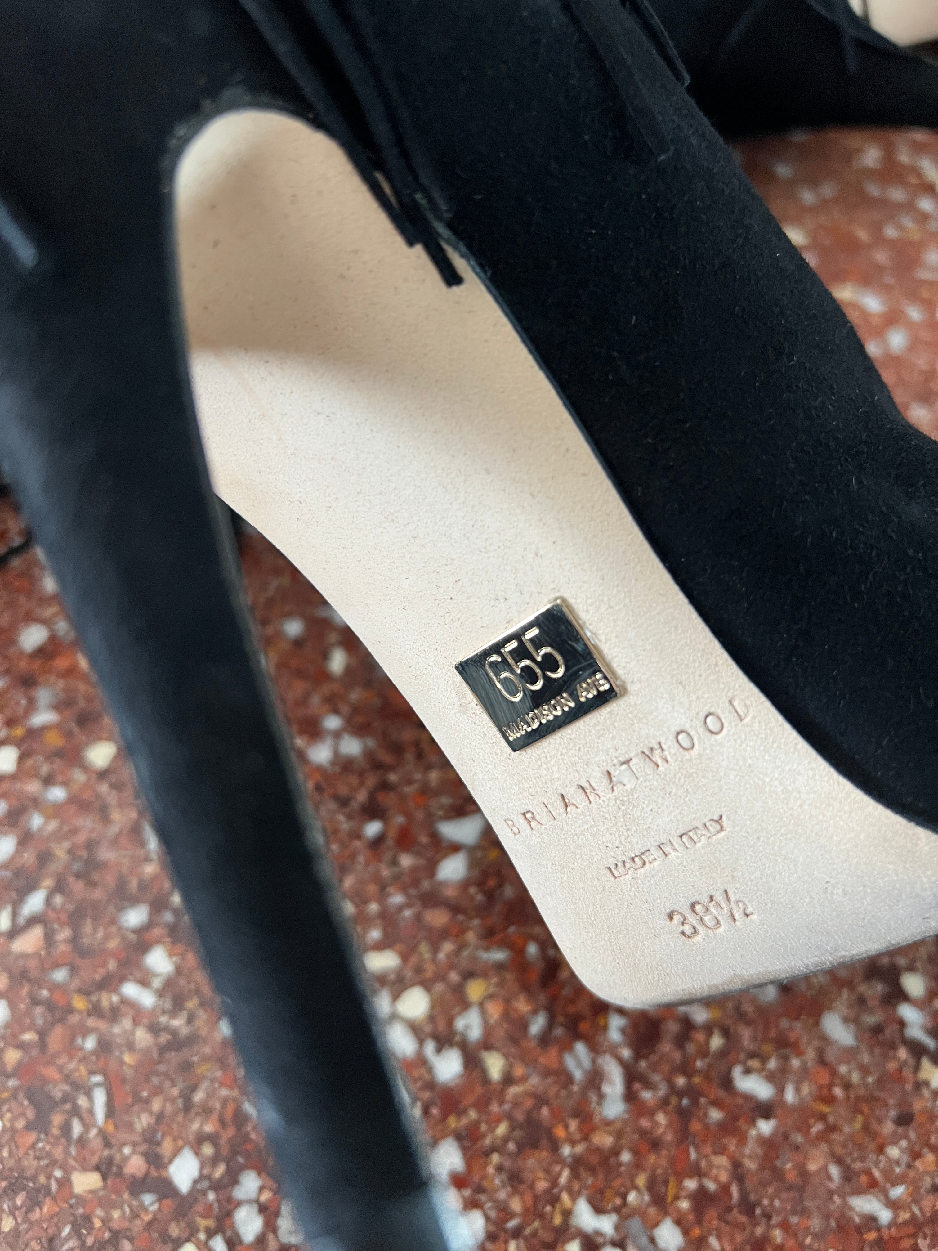 BRIAN ATWOOD BLACK SUEDE THIGH HIGH BOOTS WITH FRINGE