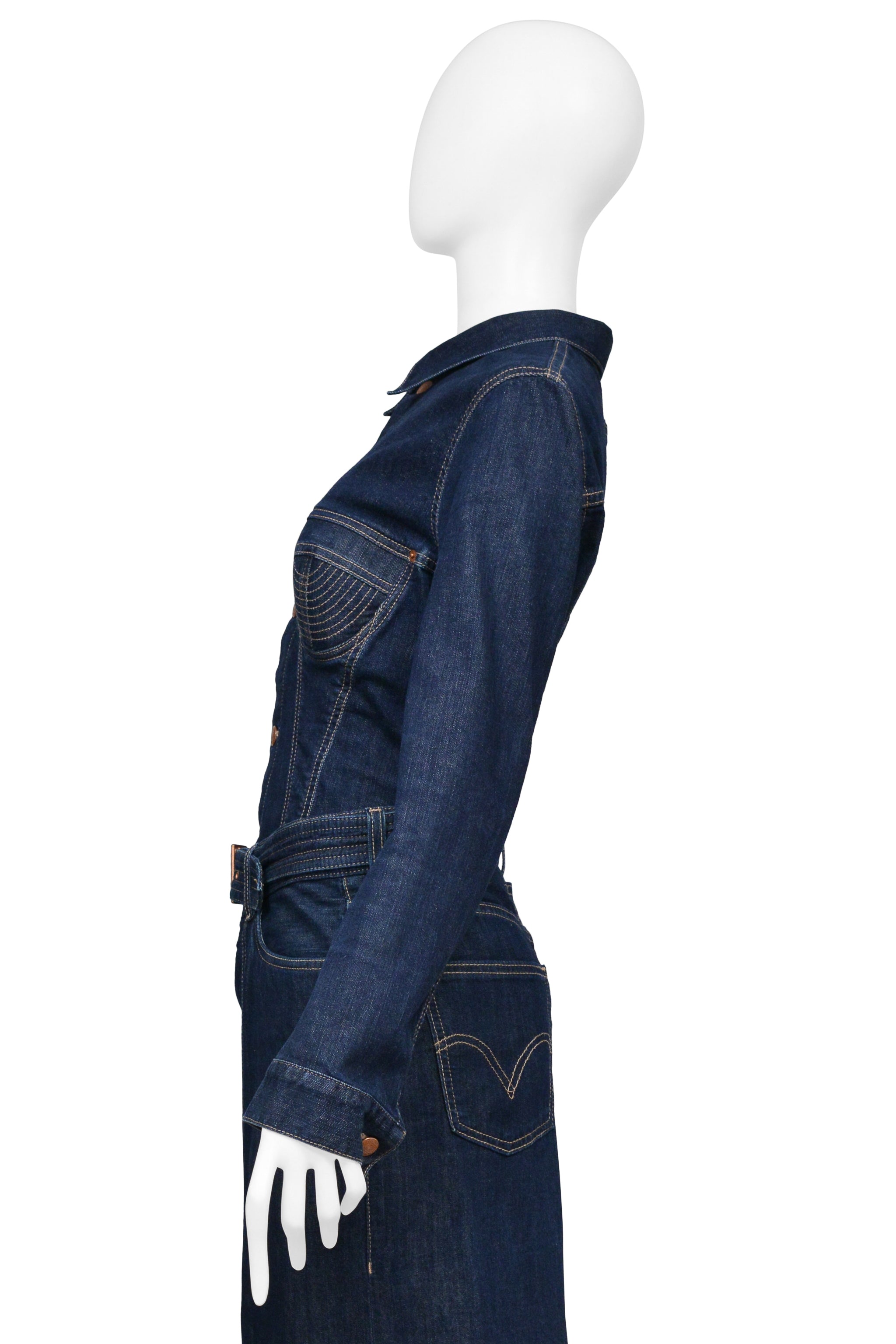 JEAN PAUL GAULTIER 2010 DENIM JACKET AND SKIRT ENSEMBLE