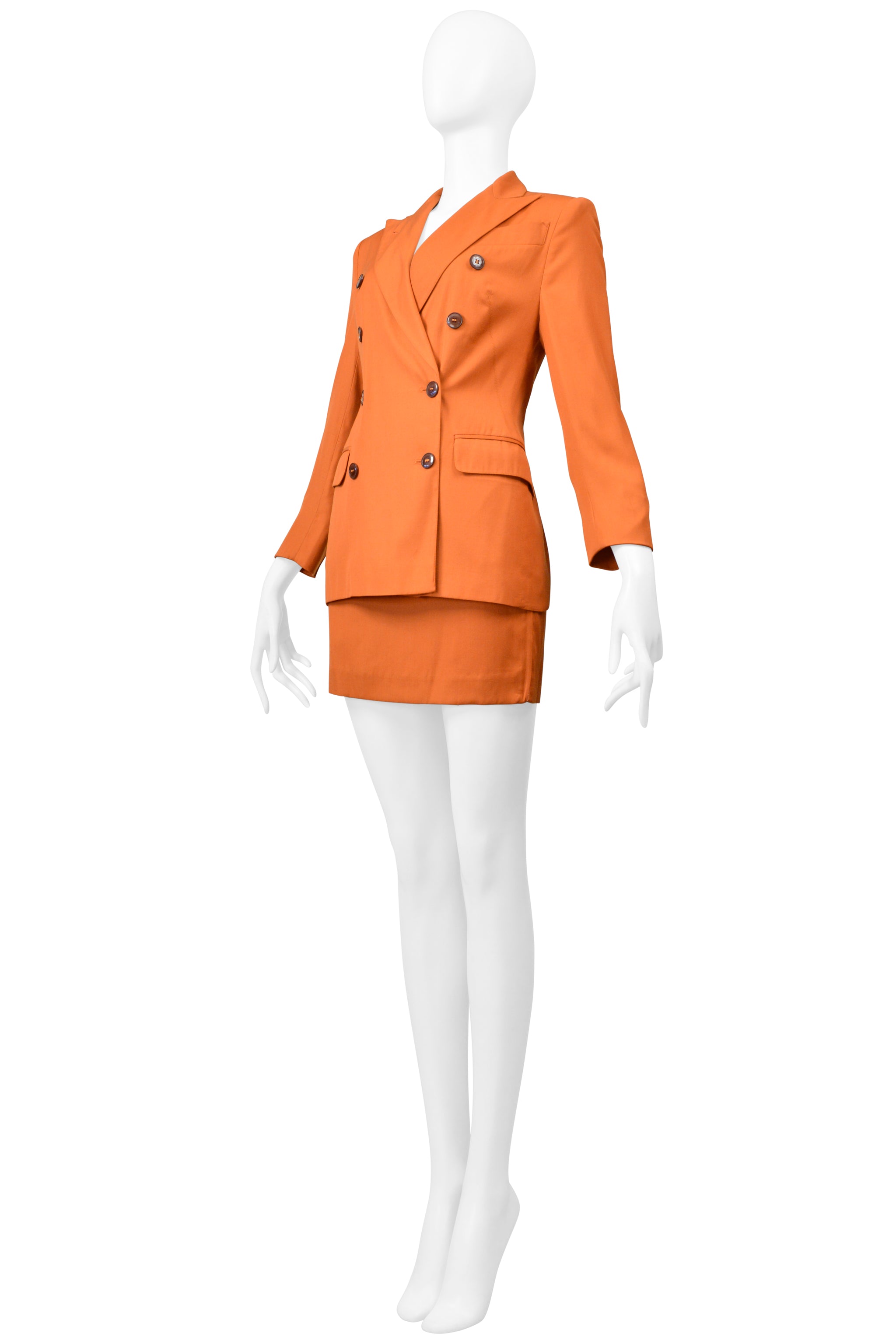 JEAN PAUL GAULTIER ORANGE WOOL SKIRT SUIT ENSEMBLE