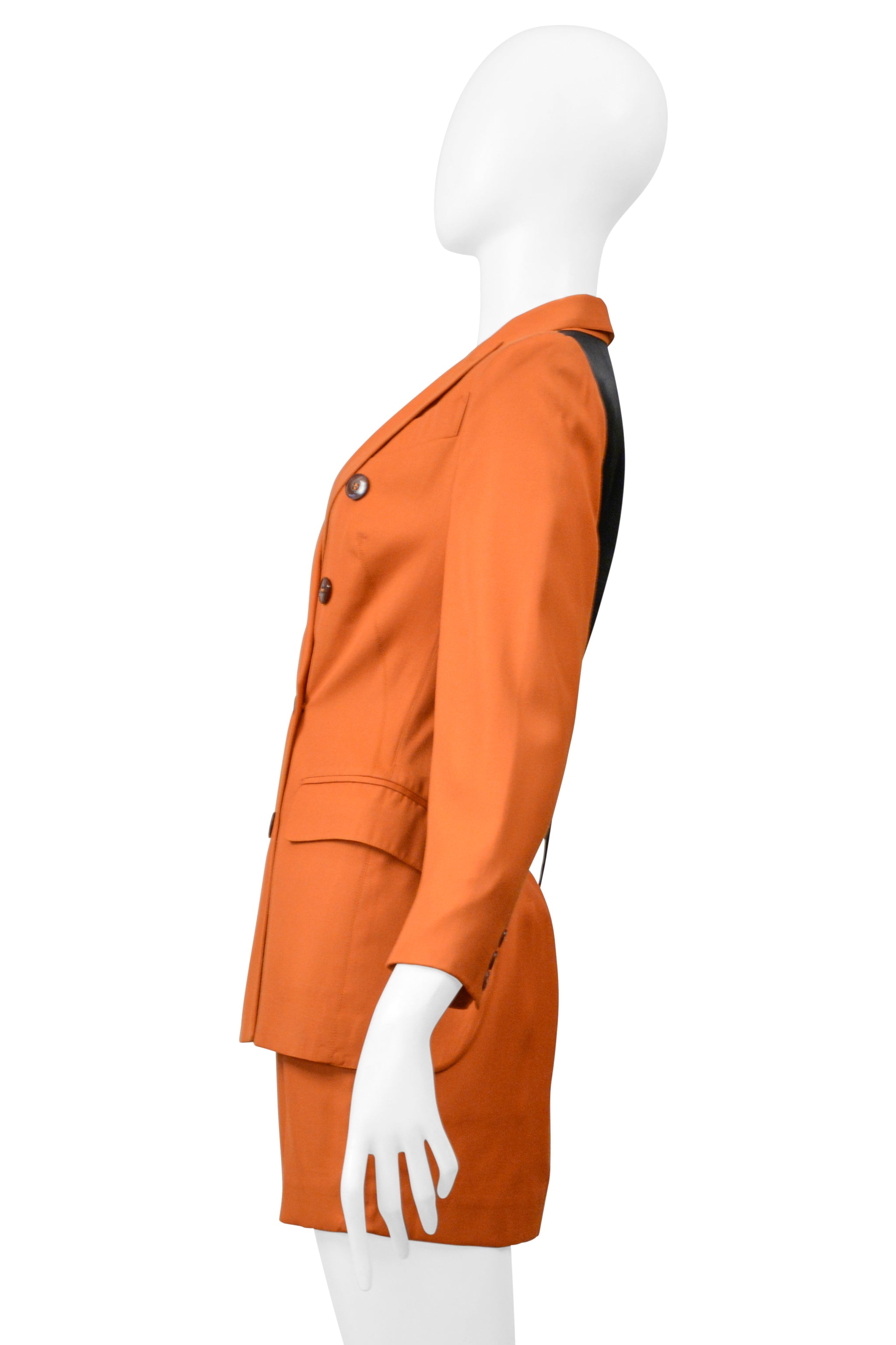 JEAN PAUL GAULTIER ORANGE WOOL SKIRT SUIT ENSEMBLE