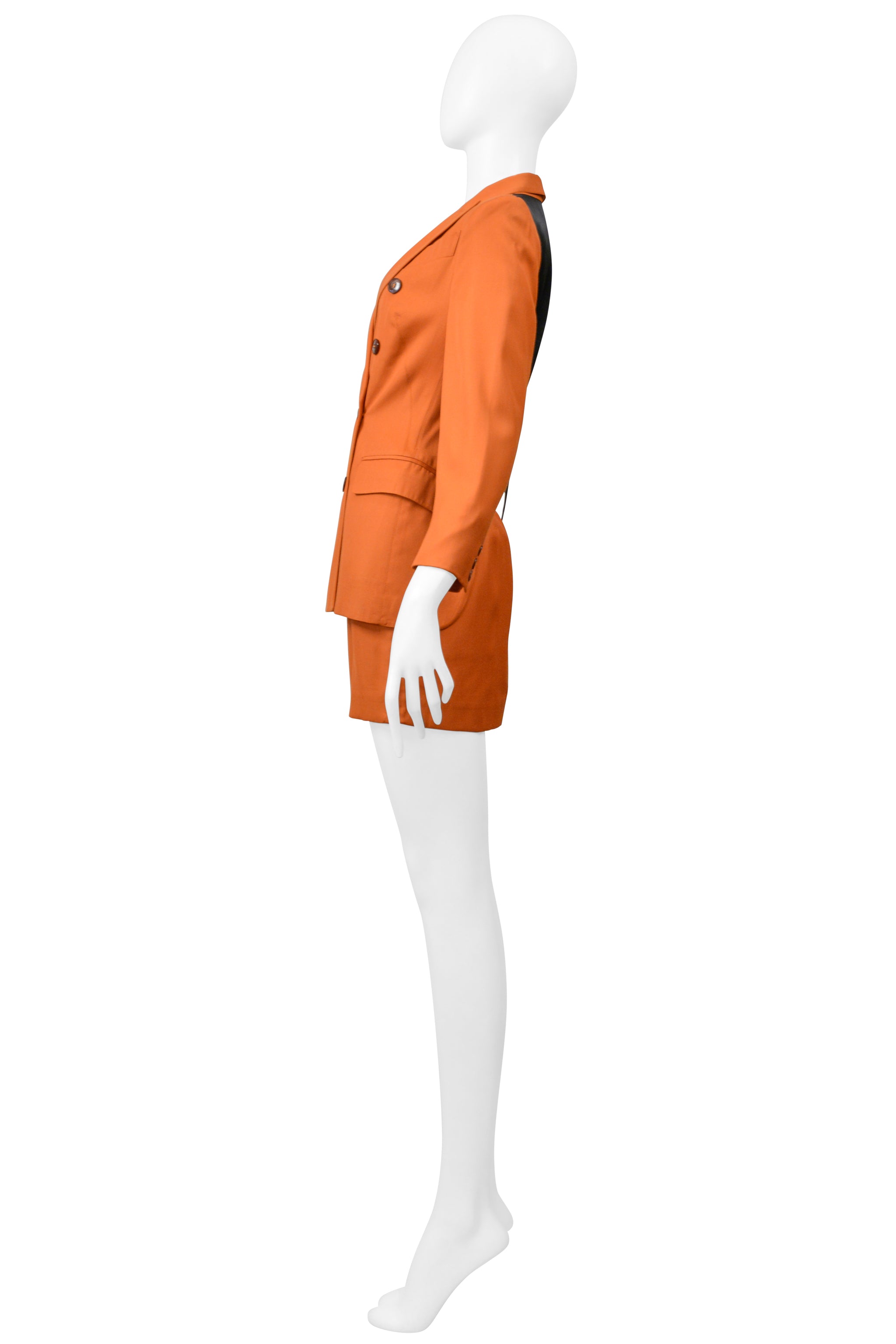 JEAN PAUL GAULTIER ORANGE WOOL SKIRT SUIT ENSEMBLE