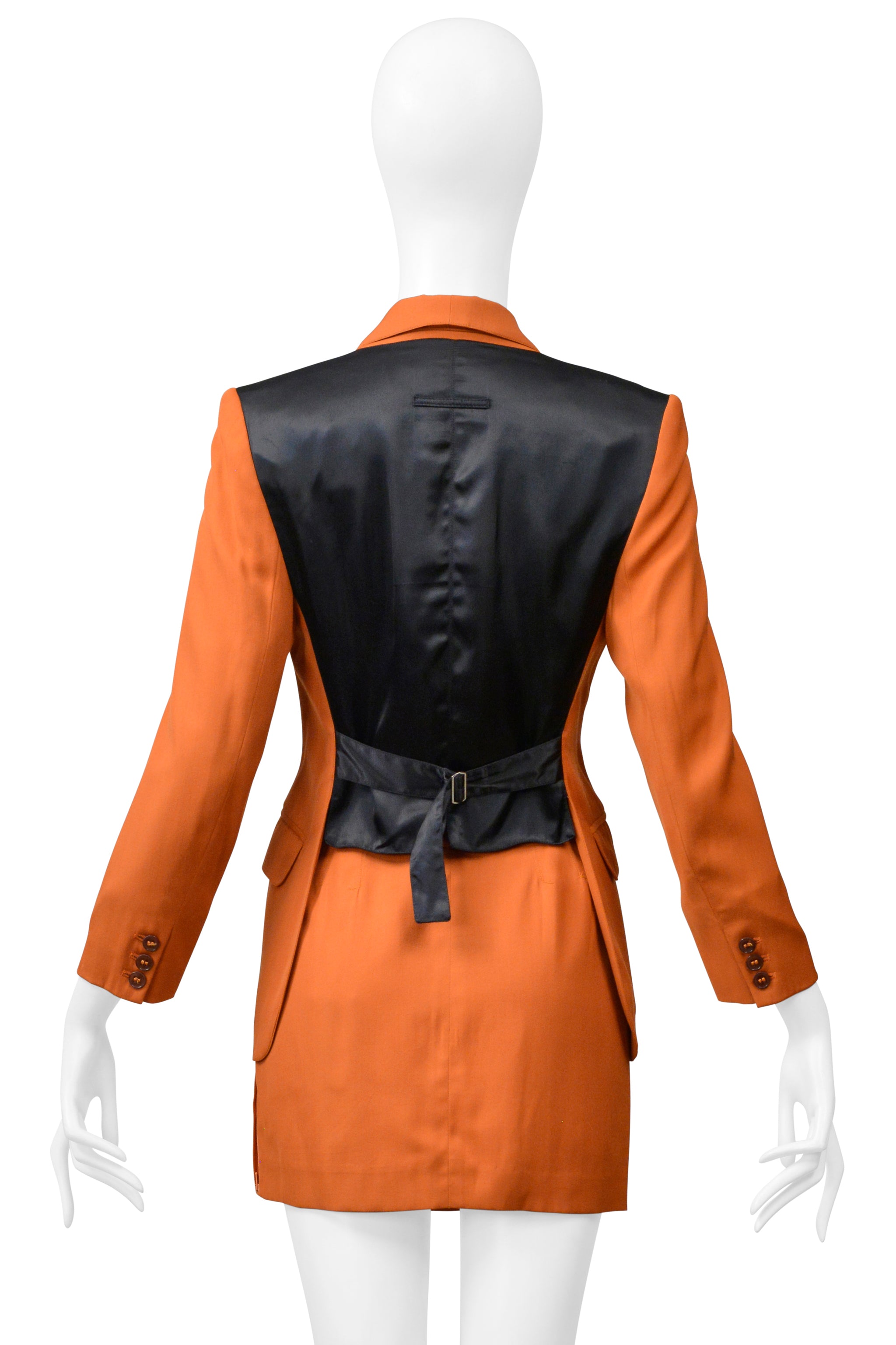 JEAN PAUL GAULTIER ORANGE WOOL SKIRT SUIT ENSEMBLE
