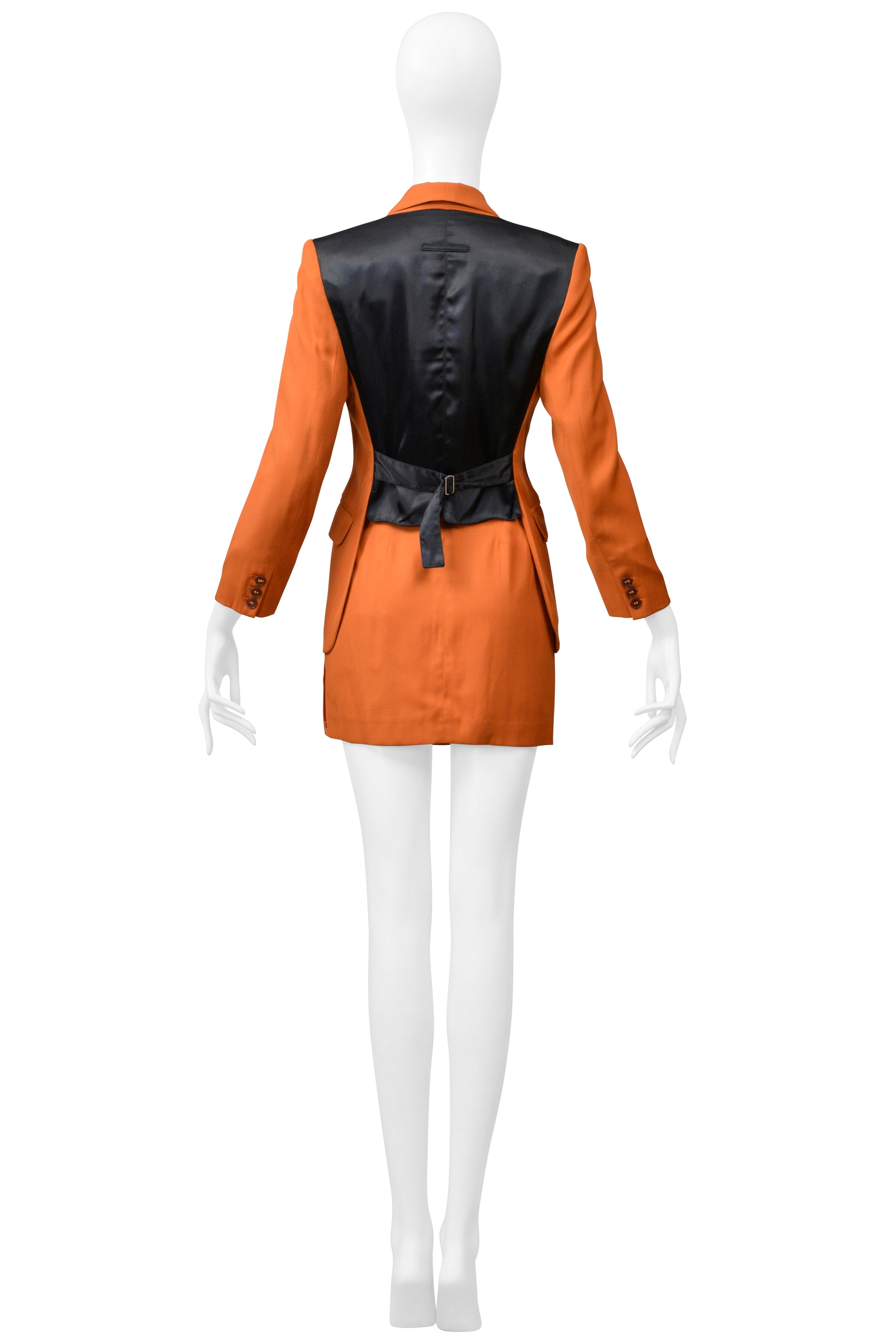 JEAN PAUL GAULTIER ORANGE WOOL SKIRT SUIT ENSEMBLE