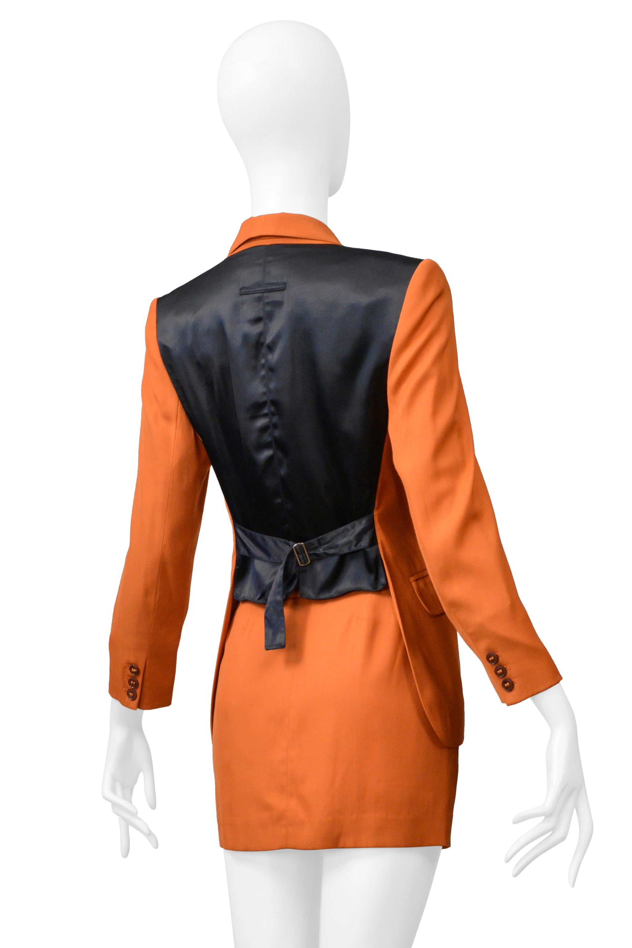 JEAN PAUL GAULTIER ORANGE WOOL SKIRT SUIT ENSEMBLE