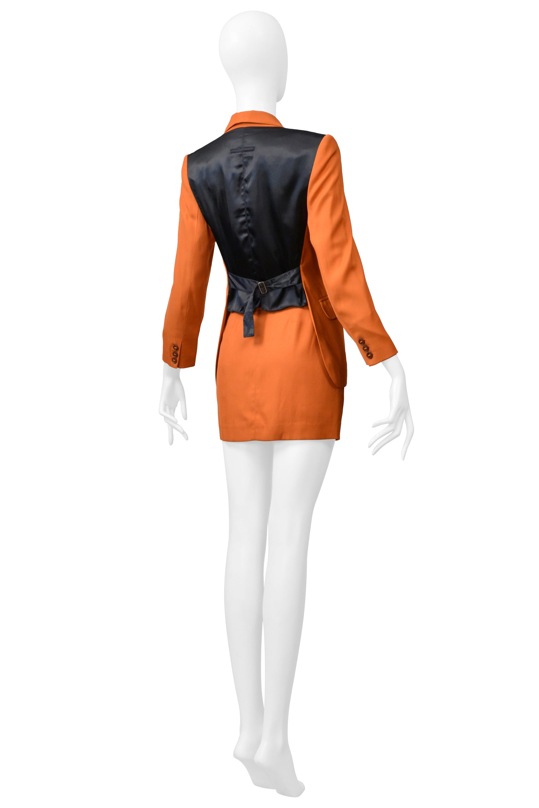 JEAN PAUL GAULTIER ORANGE WOOL SKIRT SUIT ENSEMBLE