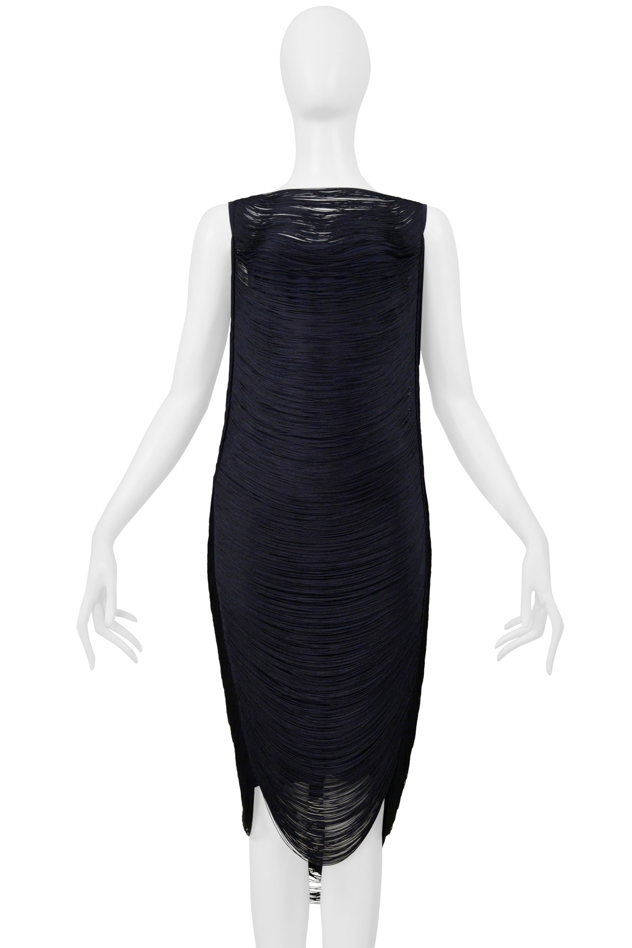 JIL SANDER BY RAF SIMONS BLACK FRINGE DRESS 2009