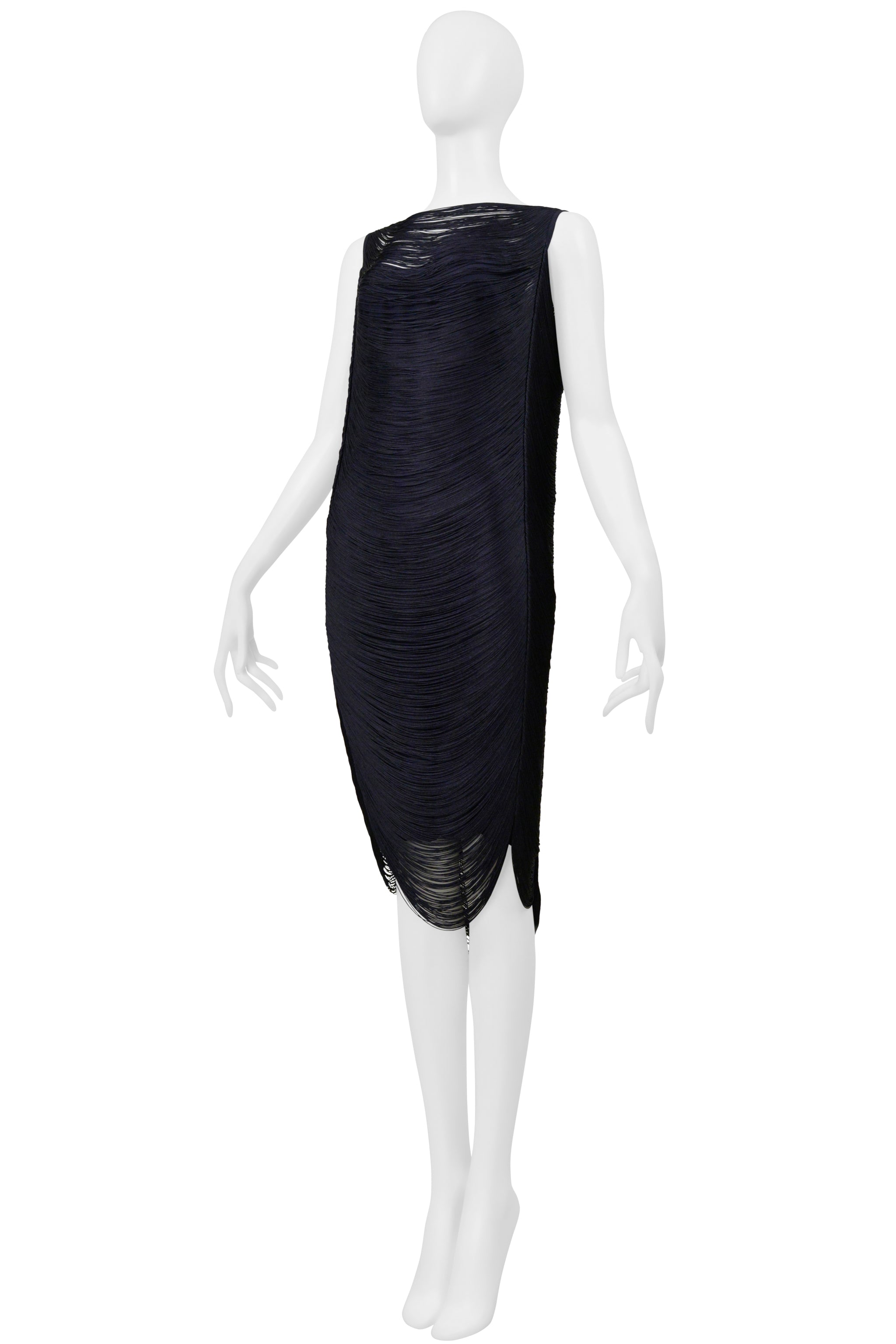 JIL SANDER BY RAF SIMONS BLACK FRINGE DRESS 2009