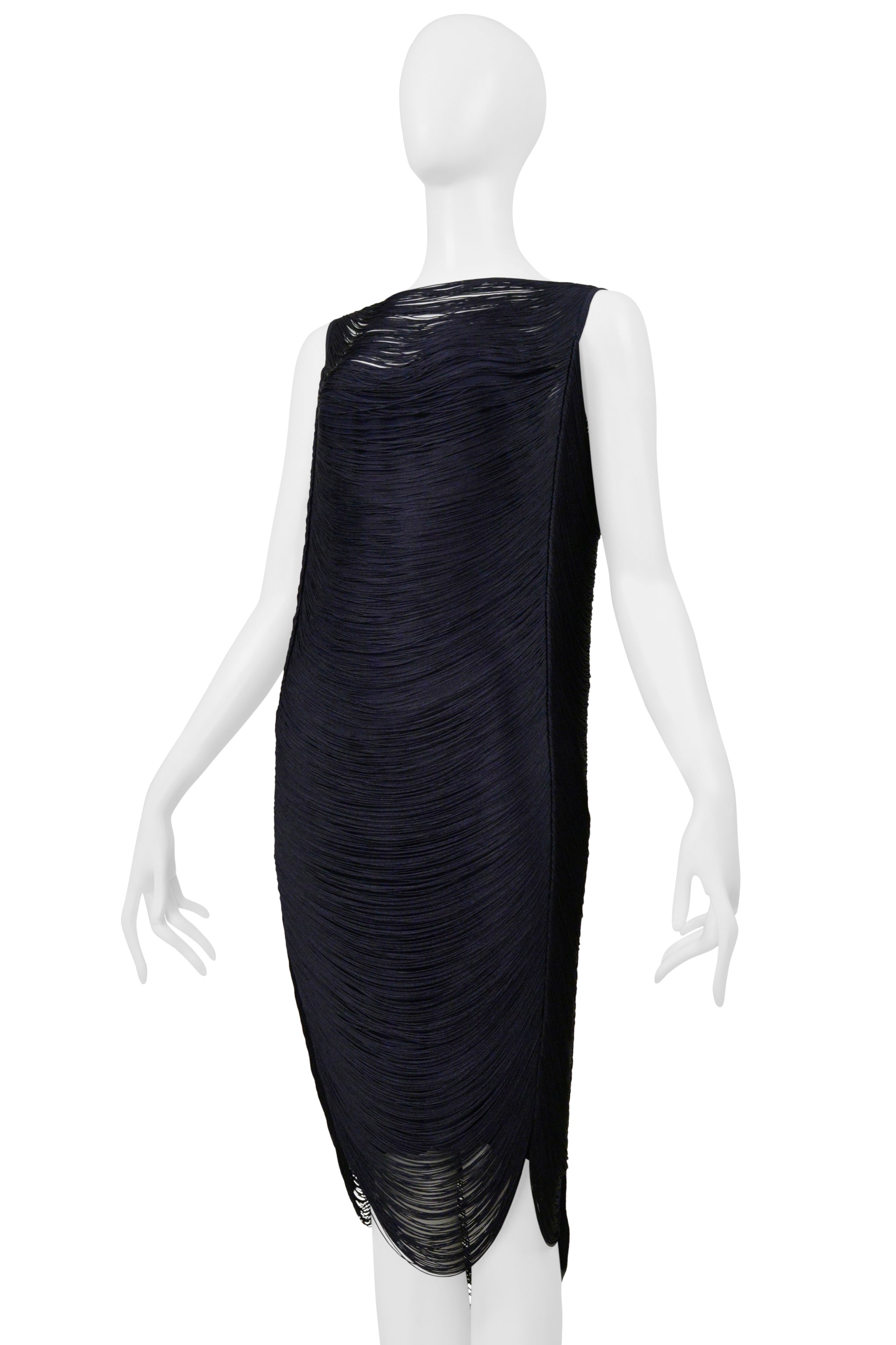 JIL SANDER BY RAF SIMONS BLACK FRINGE DRESS 2009