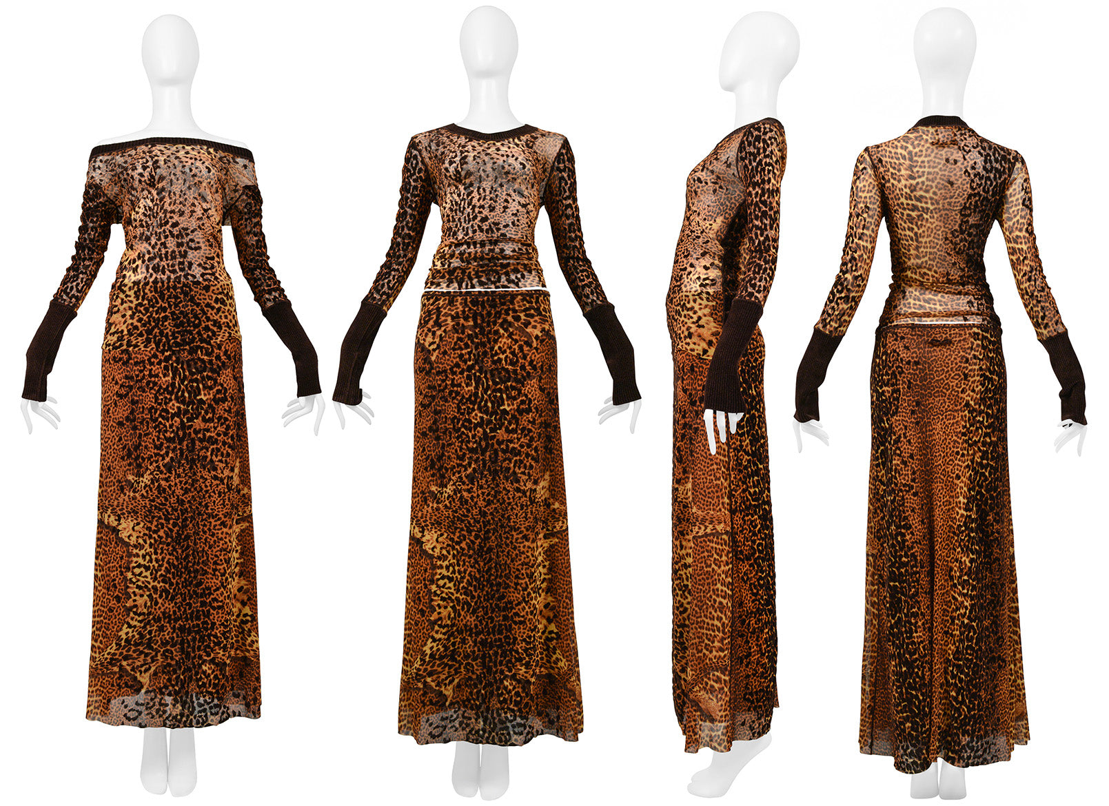 JEAN PAUL GAULTIER LEOPARD PRINT TOP & SKIRT ENSEMBLE