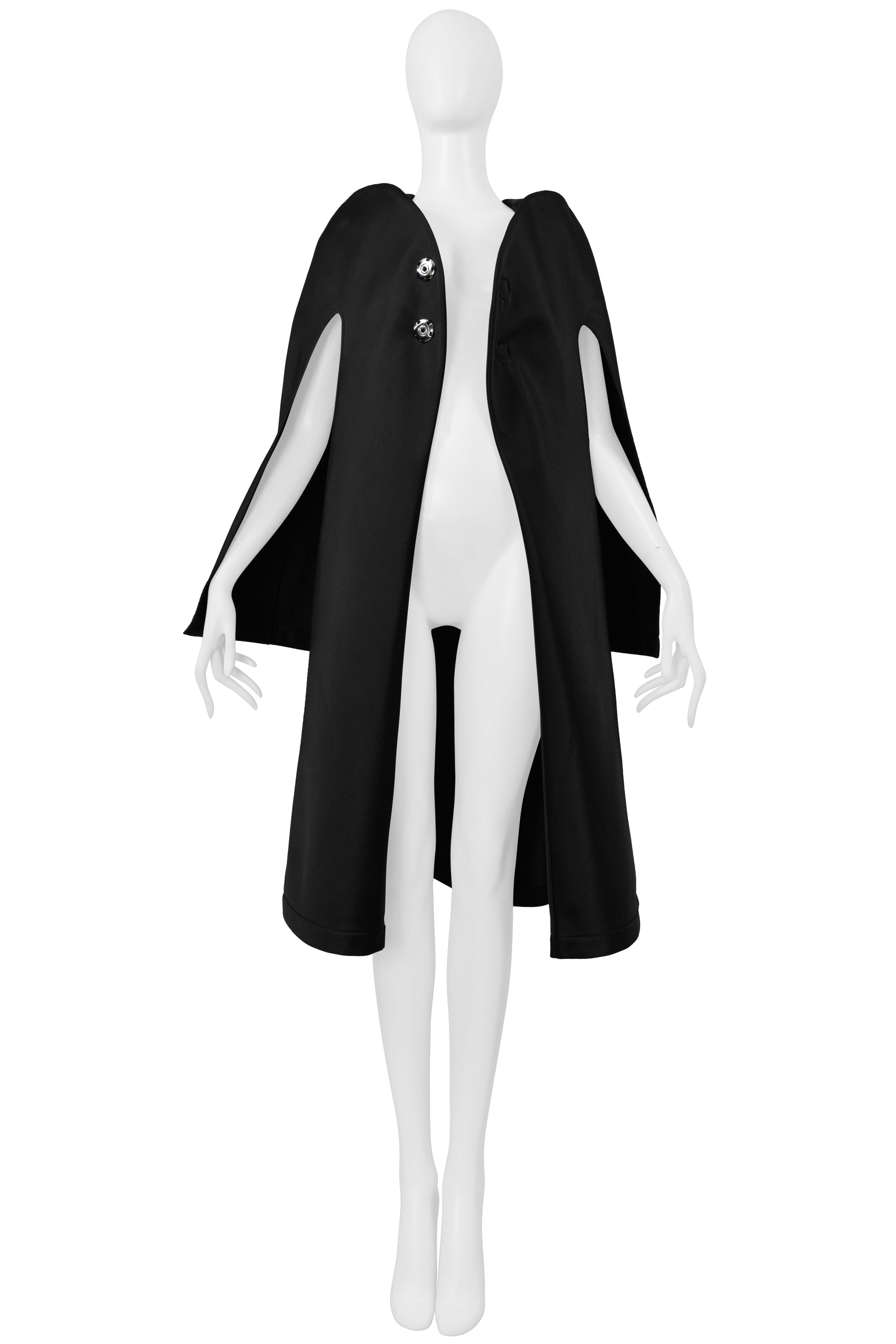 JUNYA WATANABE BLACK SATIN ARCHITECTURAL EVENING COAT WITH CARRY CASE 1999-2000