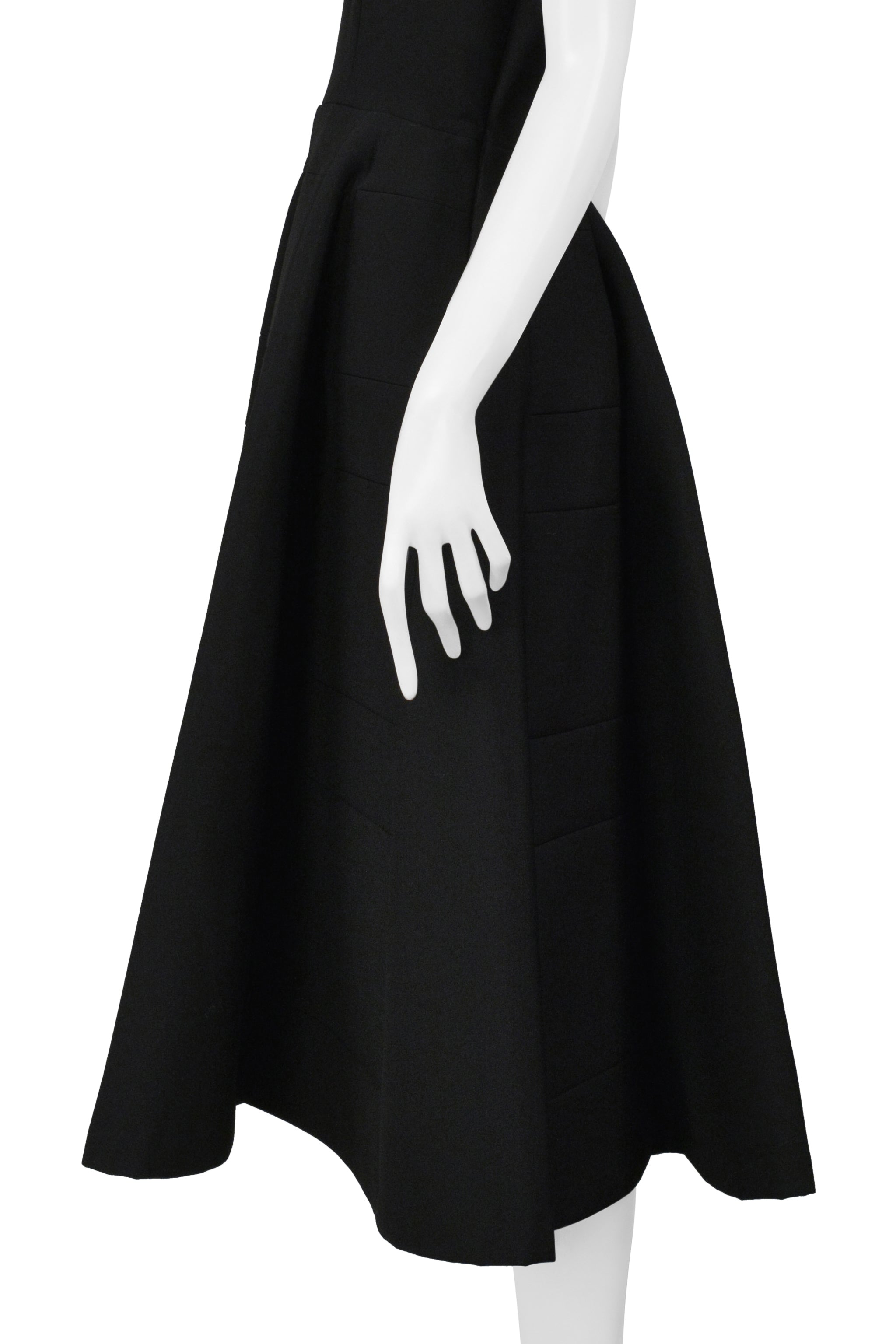 JUNYA WATANABE BLACK NEOPRENE PARTY DRESS WITH GEOMETRIC STITCHING 1999-2000