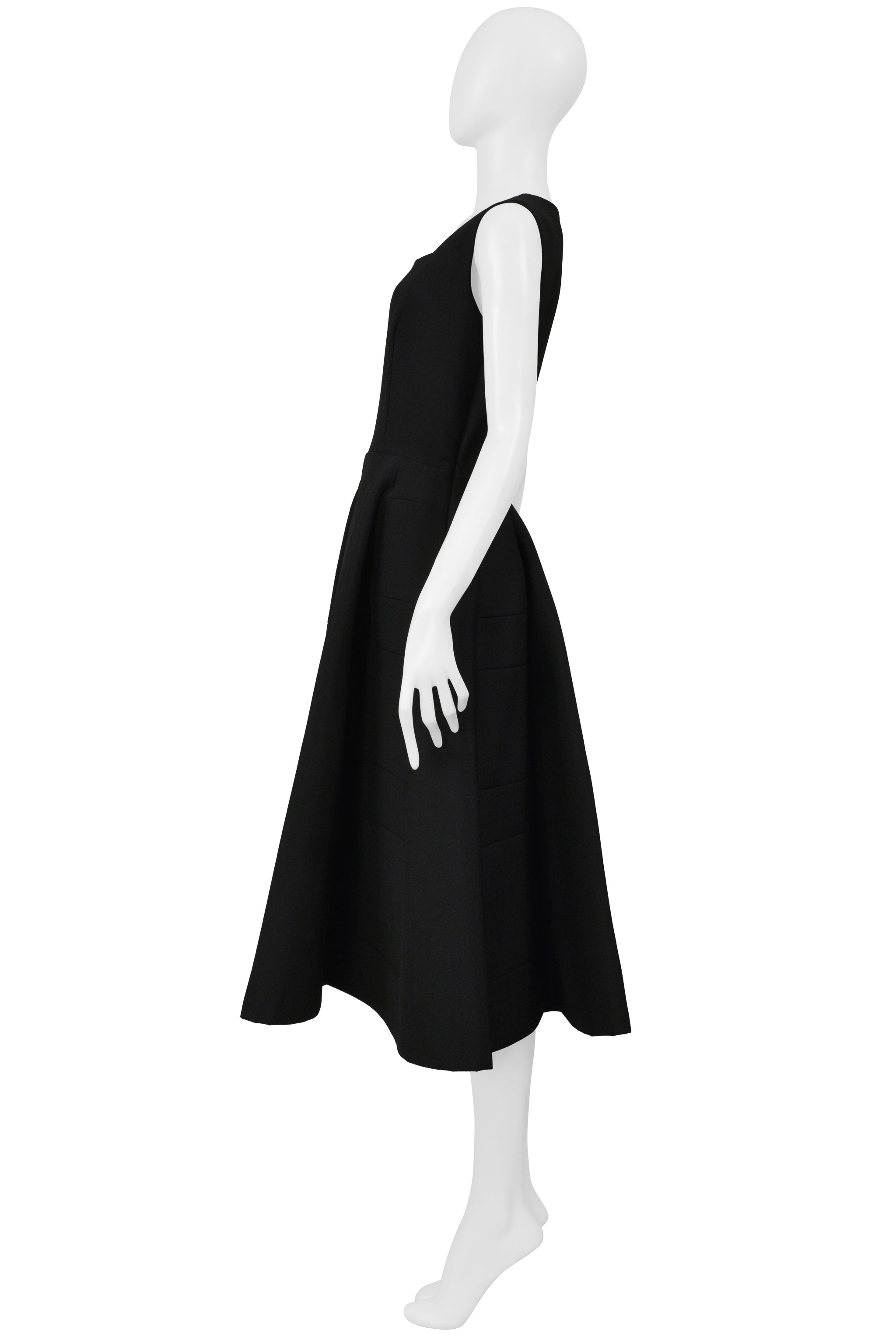 JUNYA WATANABE BLACK NEOPRENE PARTY DRESS WITH GEOMETRIC STITCHING 1999-2000