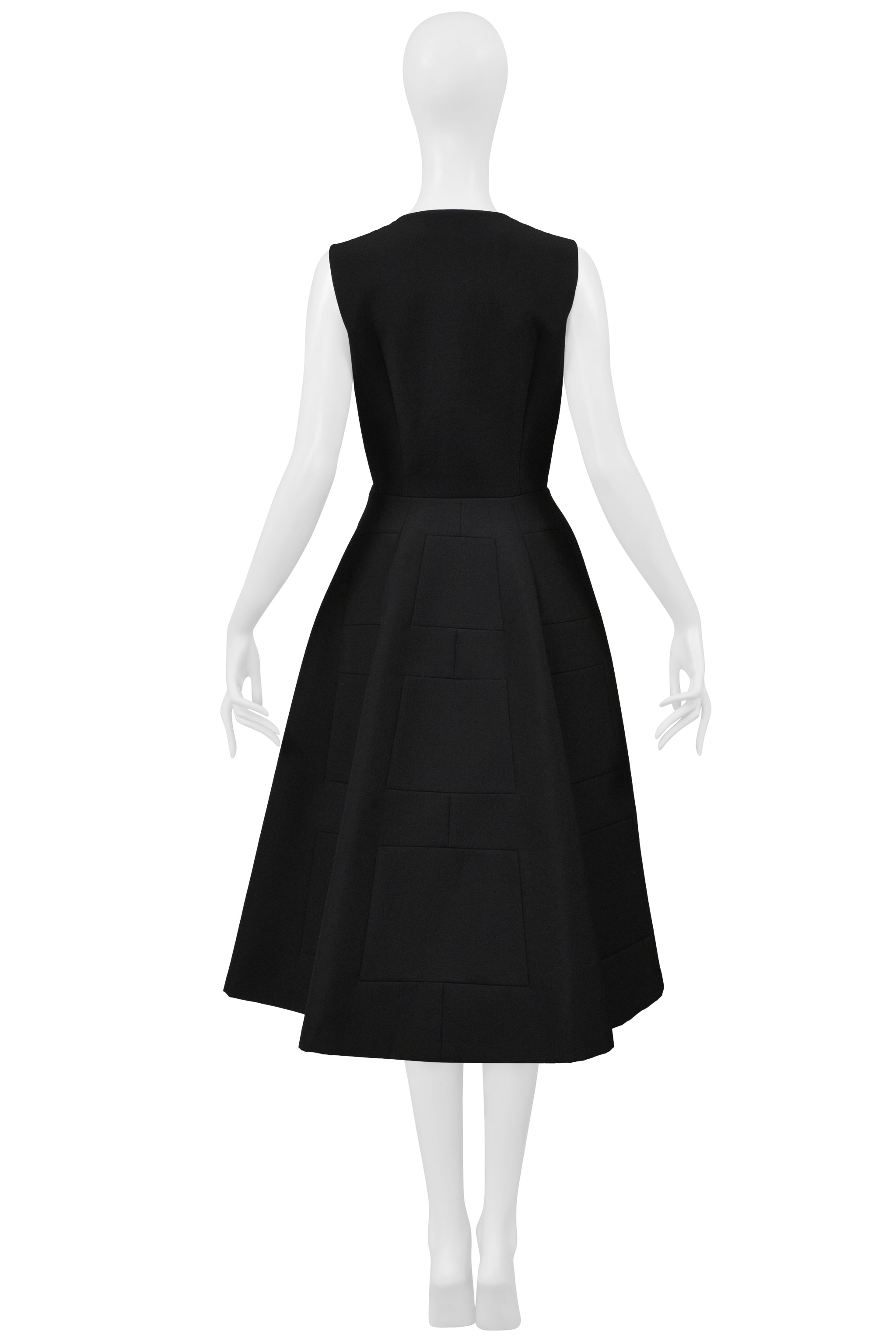 JUNYA WATANABE BLACK NEOPRENE PARTY DRESS WITH GEOMETRIC STITCHING 1999-2000