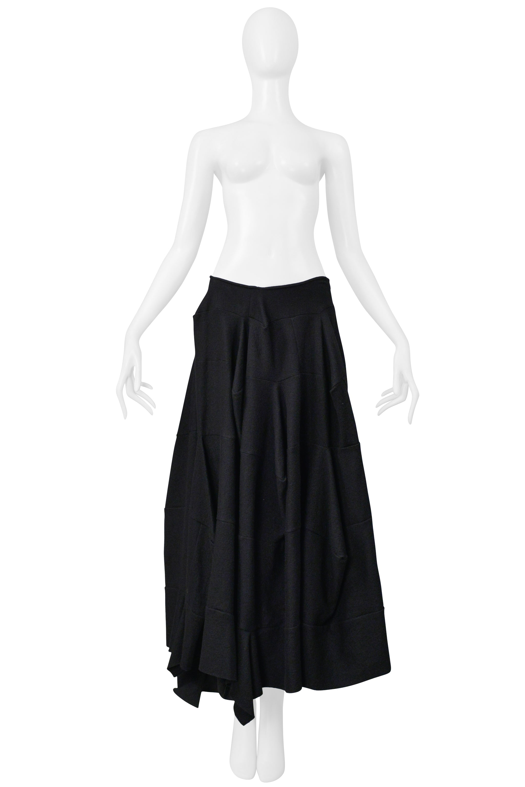 JUNYA WATANABE BLACK WOOL LONG BALLOON SKIRT 1999-2000