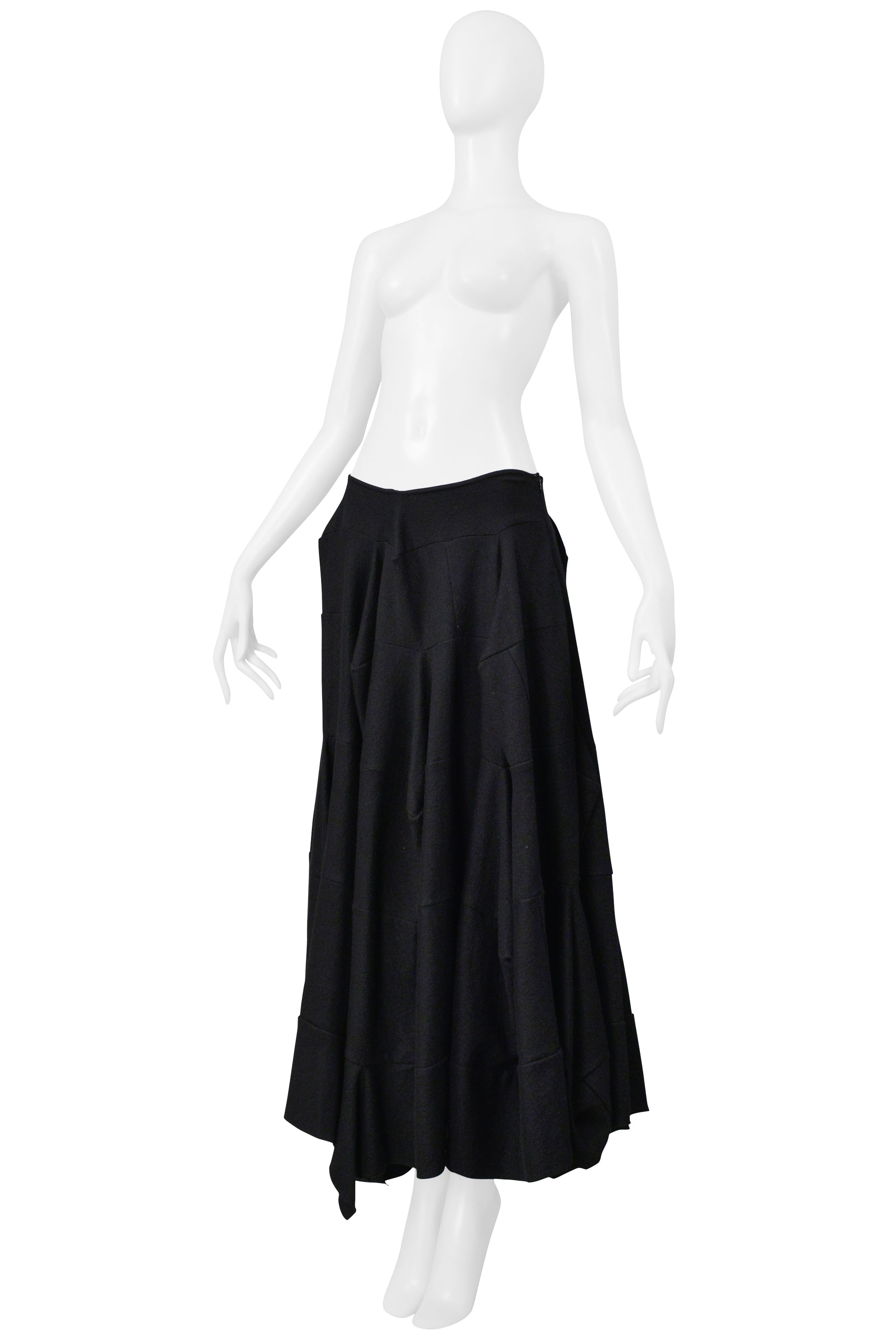 JUNYA WATANABE BLACK WOOL LONG BALLOON SKIRT 1999-2000