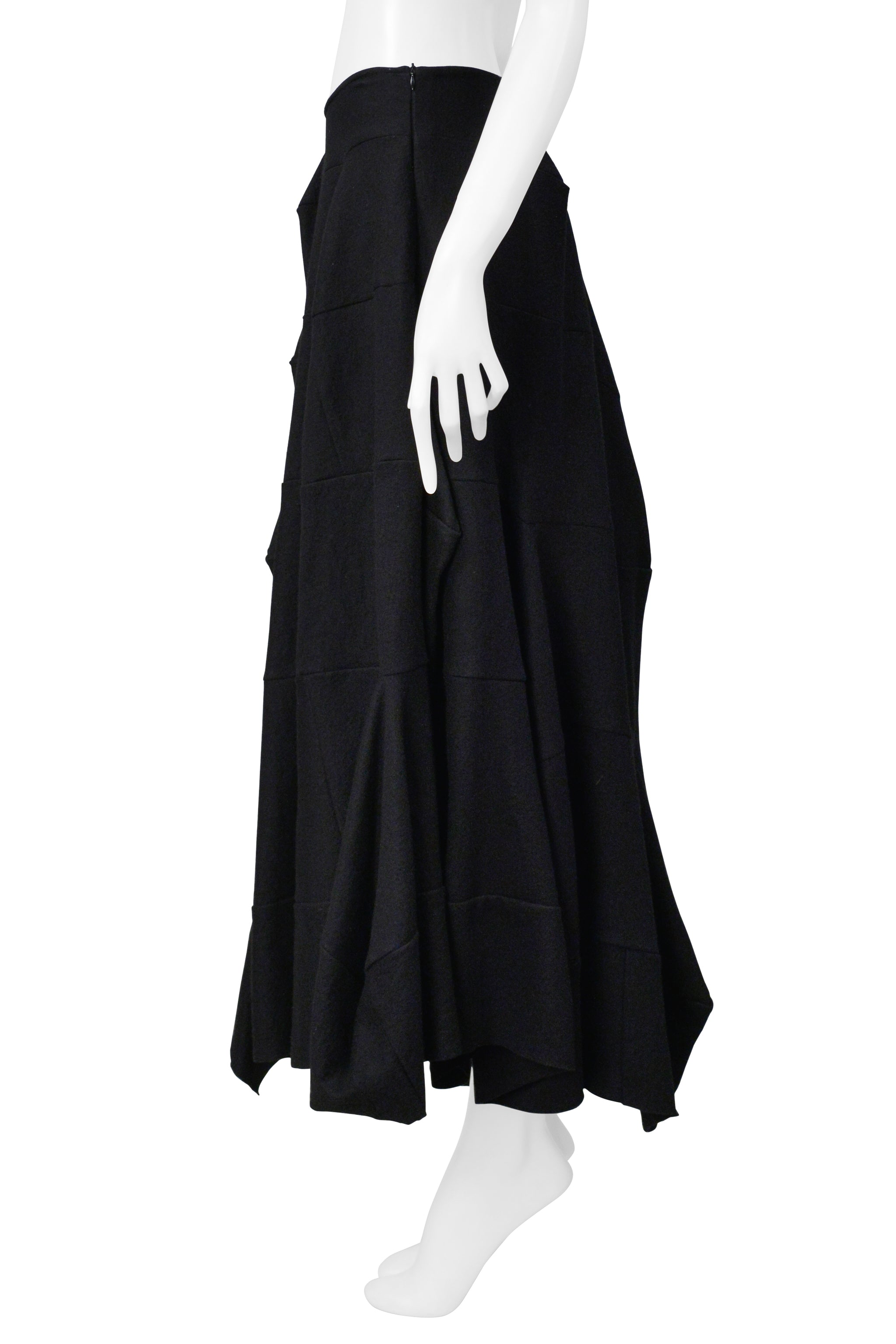 JUNYA WATANABE BLACK WOOL LONG BALLOON SKIRT 1999-2000
