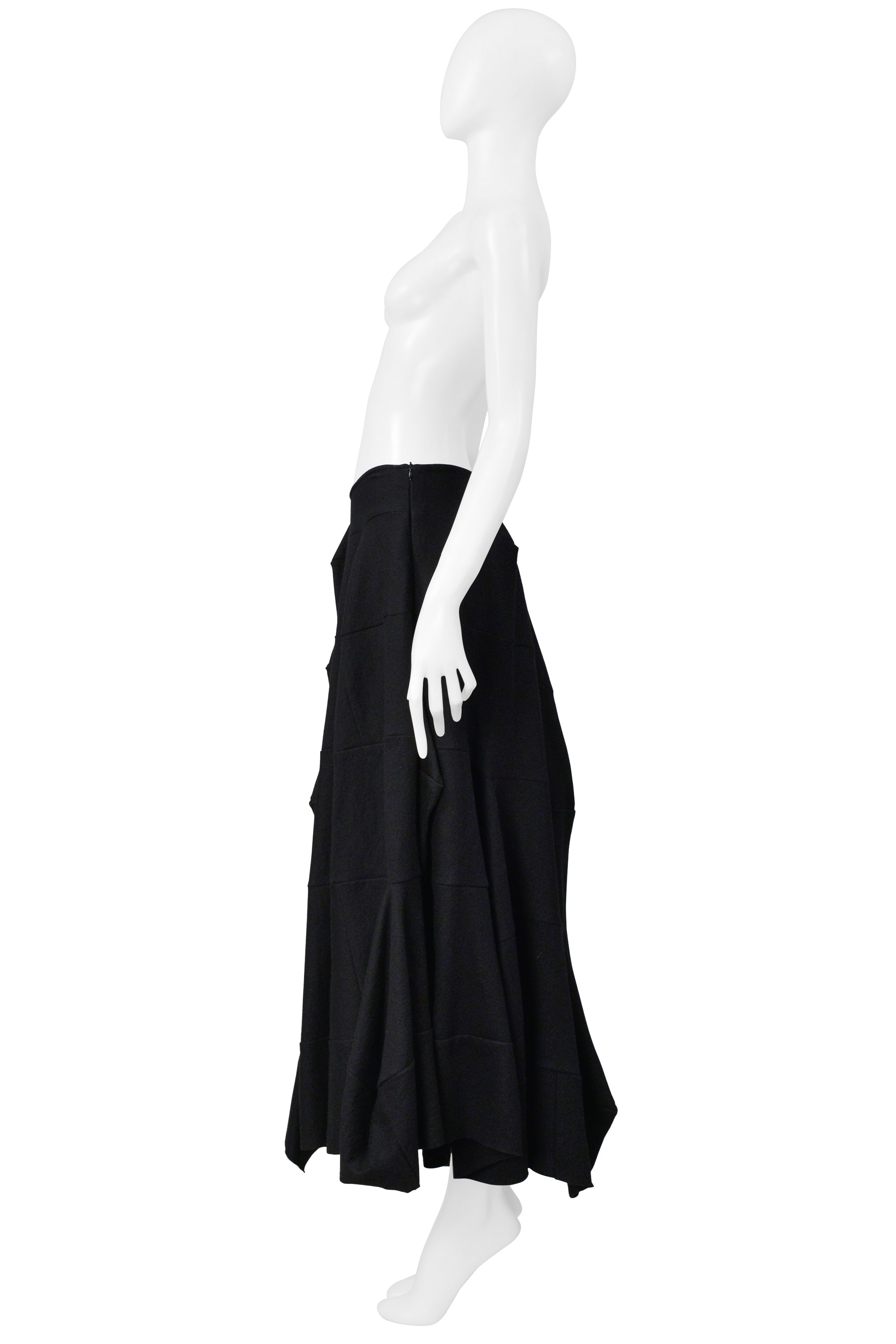 JUNYA WATANABE BLACK WOOL LONG BALLOON SKIRT 1999-2000