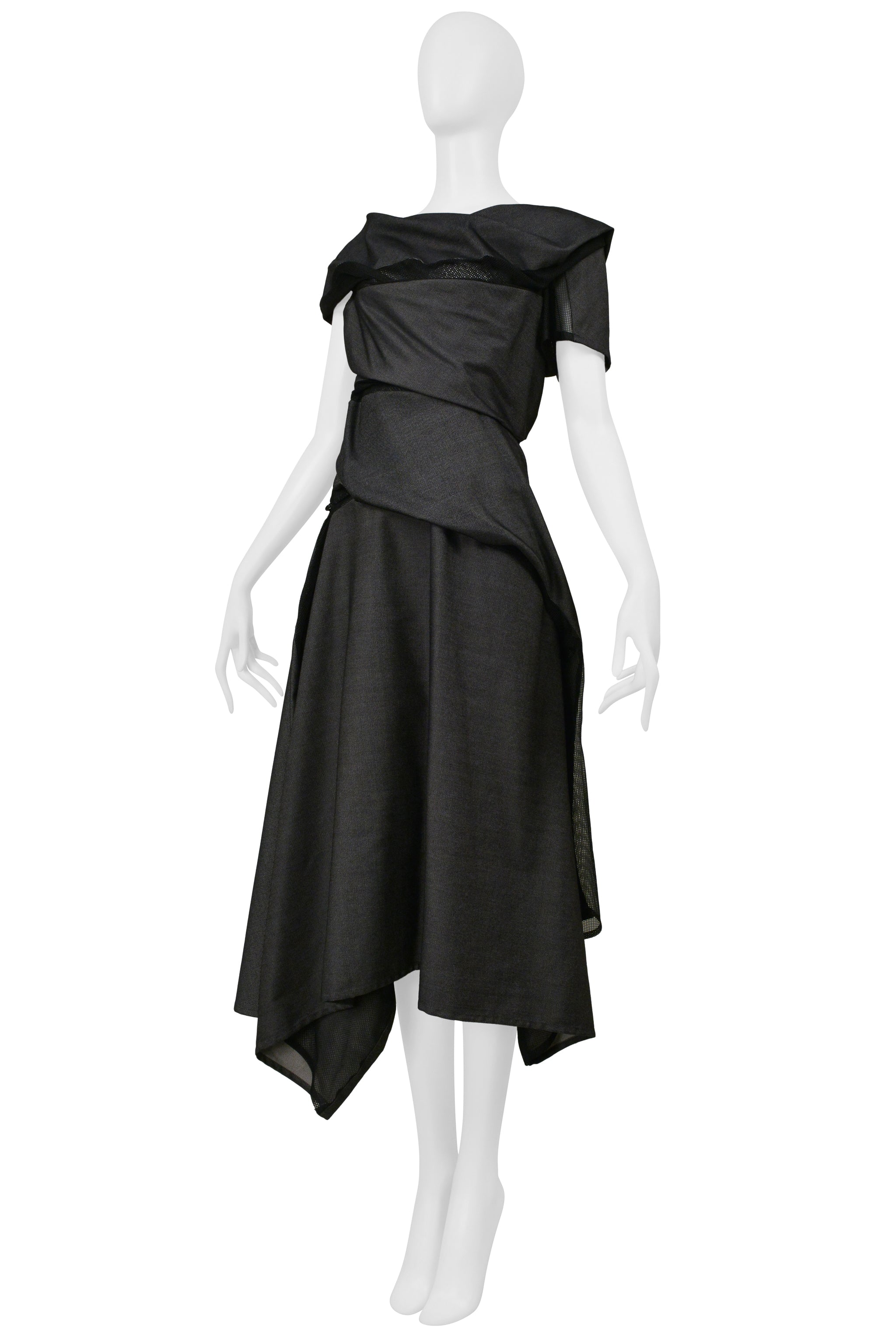 JUNYA WATANABE GRAY DENIM 1940'S STYLE DRESS 2000