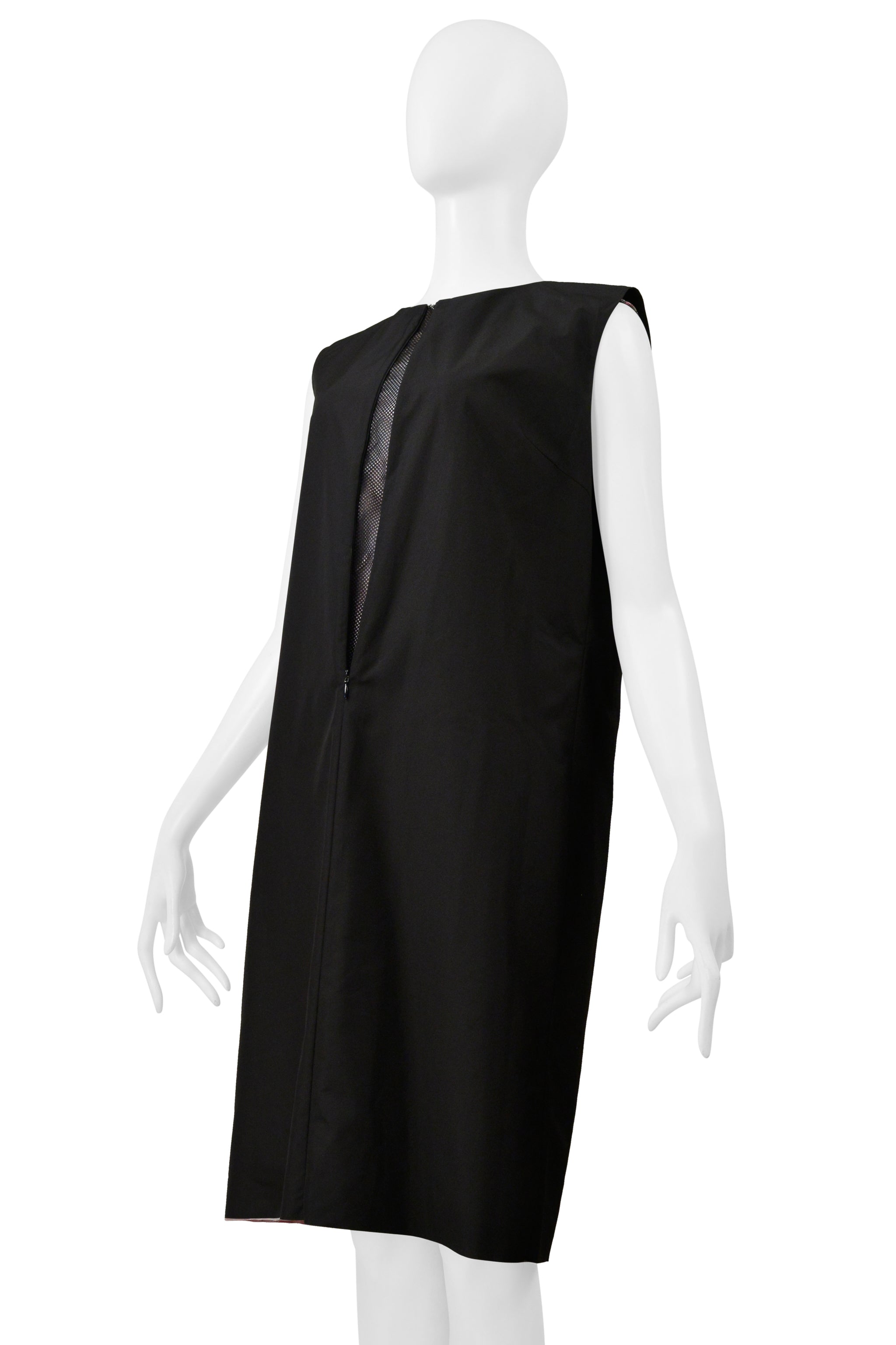 JUNYA WATANABE REVERSIBLE METALLIC FLORAL LAME TECH DRESS WITH BLACK & MESH INTERIOR SS 2000