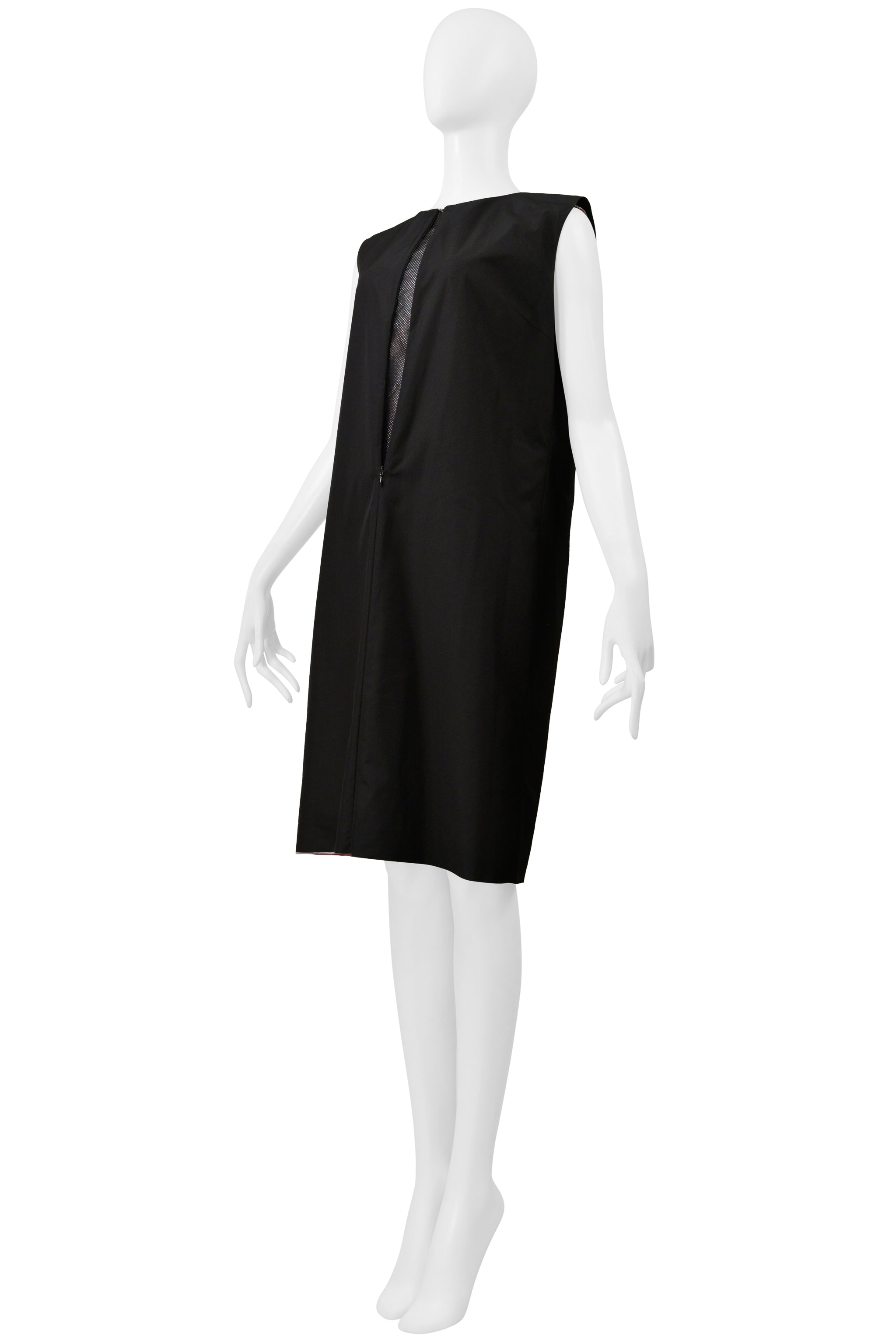 JUNYA WATANABE REVERSIBLE METALLIC FLORAL LAME TECH DRESS WITH BLACK & MESH INTERIOR SS 2000