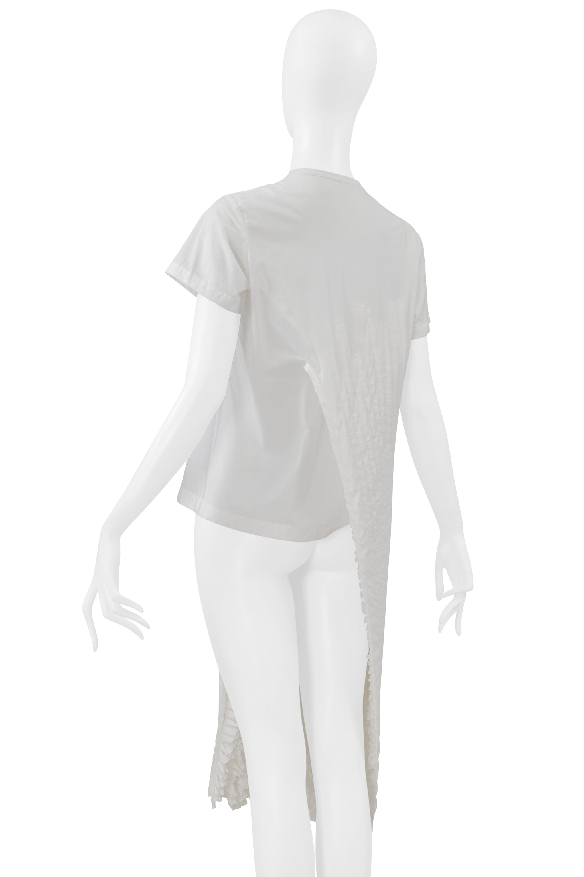 JUNYA WATANABE WHITE T-SHIRT WITH INTERIOR RUFFLE OVERLAY 2000