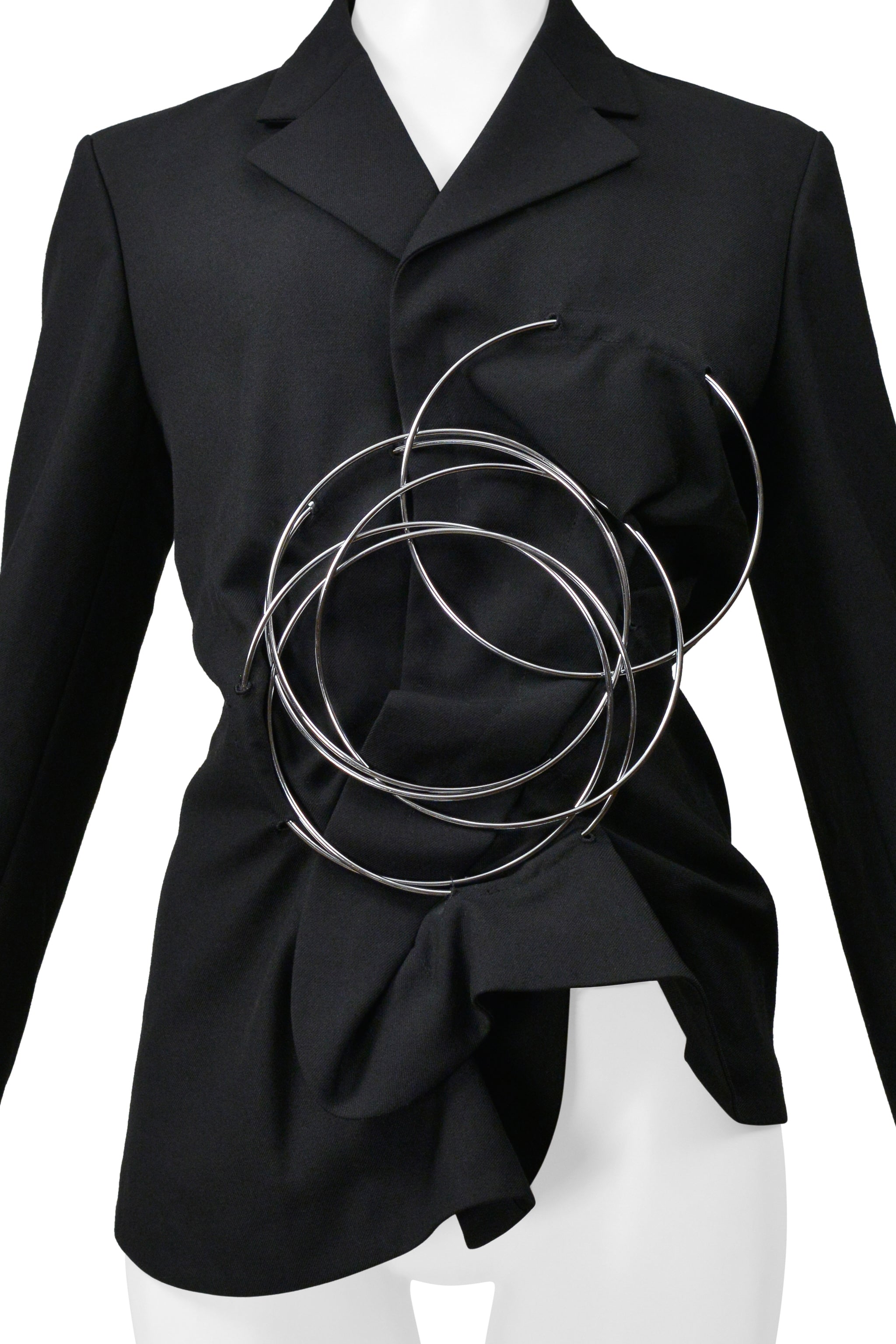 JUNYA WATANABE BLACK JACKET WITH DRAMATIC METAL RINGS 1999-2000