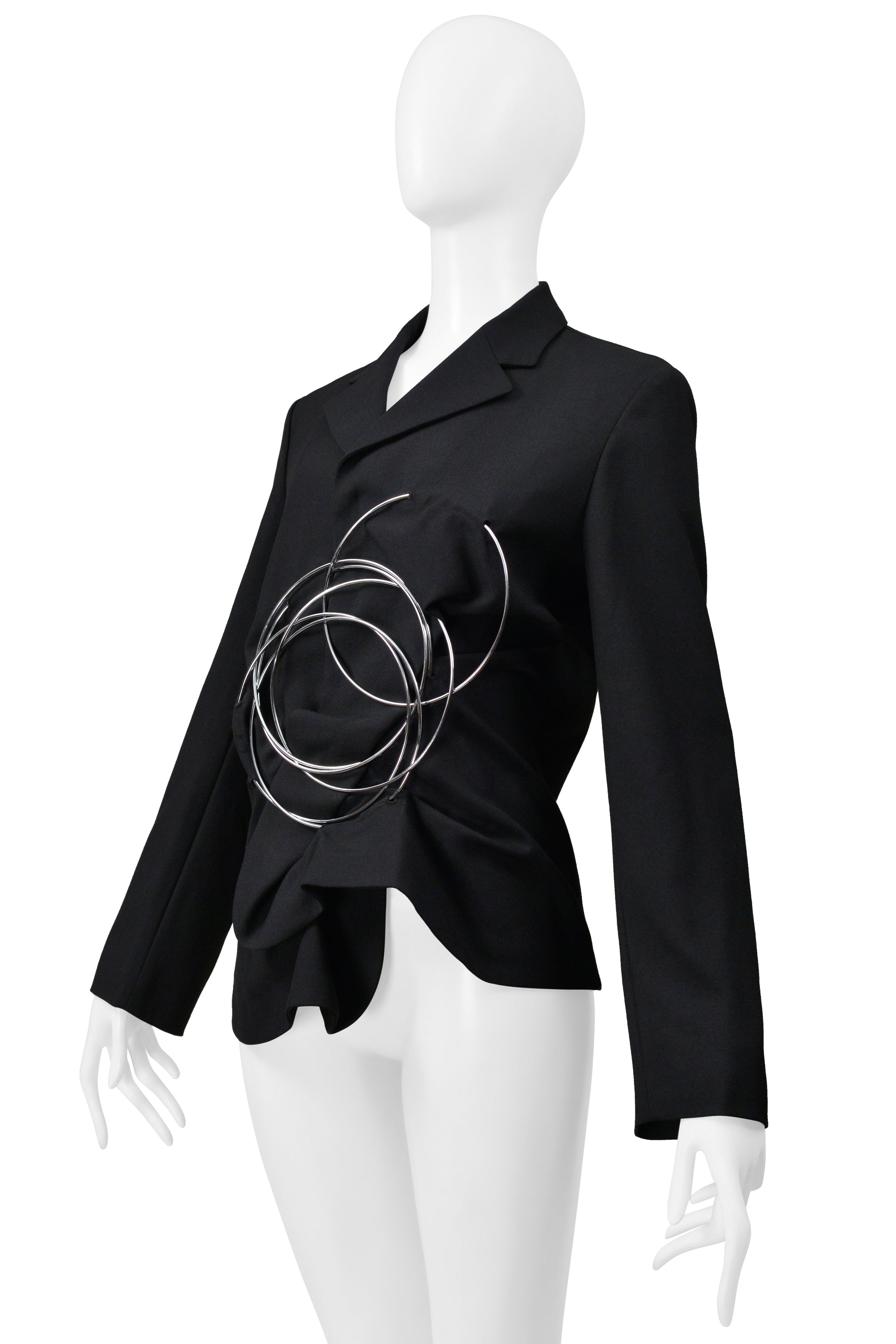 JUNYA WATANABE BLACK JACKET WITH DRAMATIC METAL RINGS 1999-2000