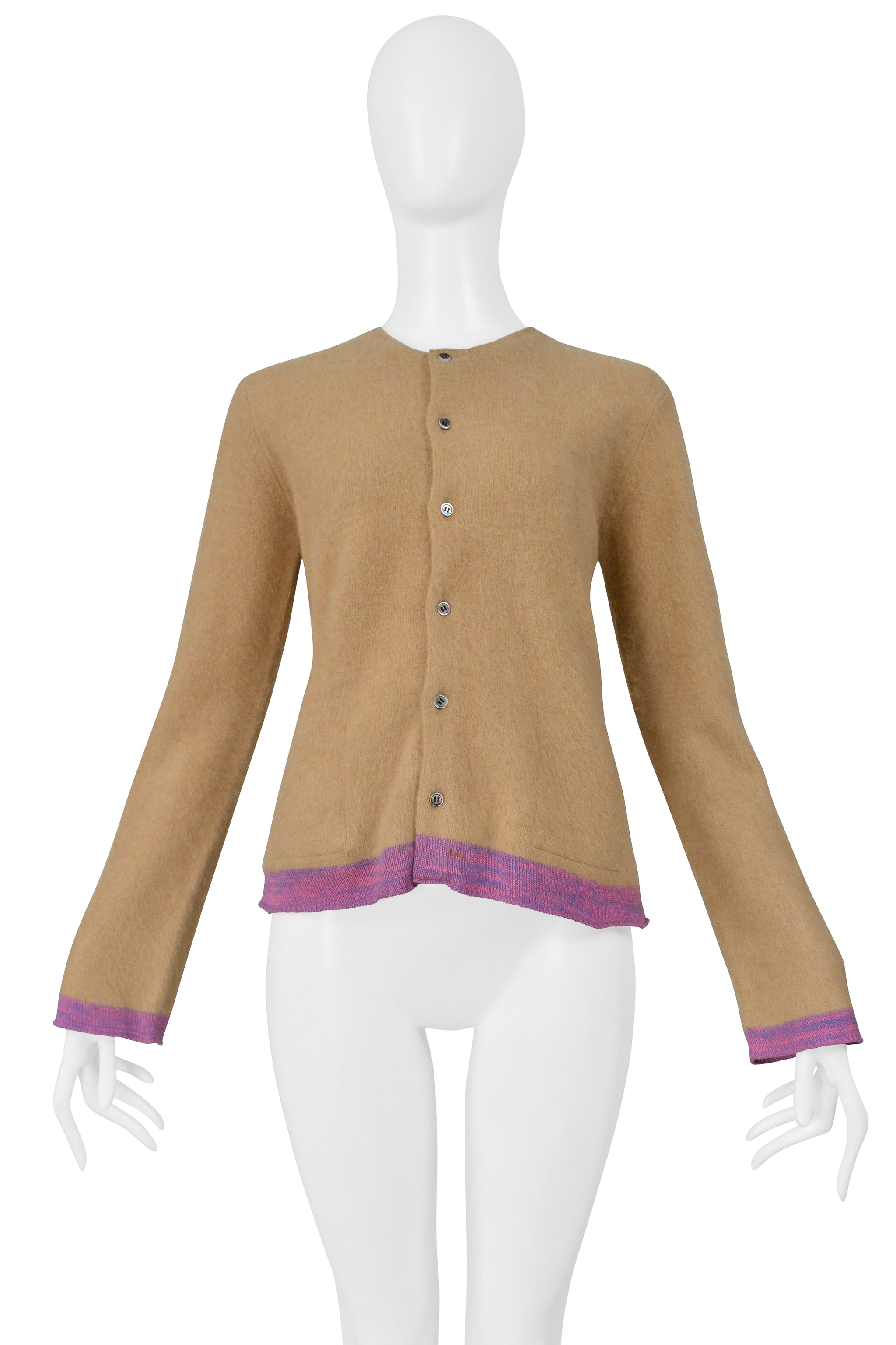 JUNYA WATANABE BROWN FELT CARDIGAN WITH CONTRASTING EDGES 2000-01