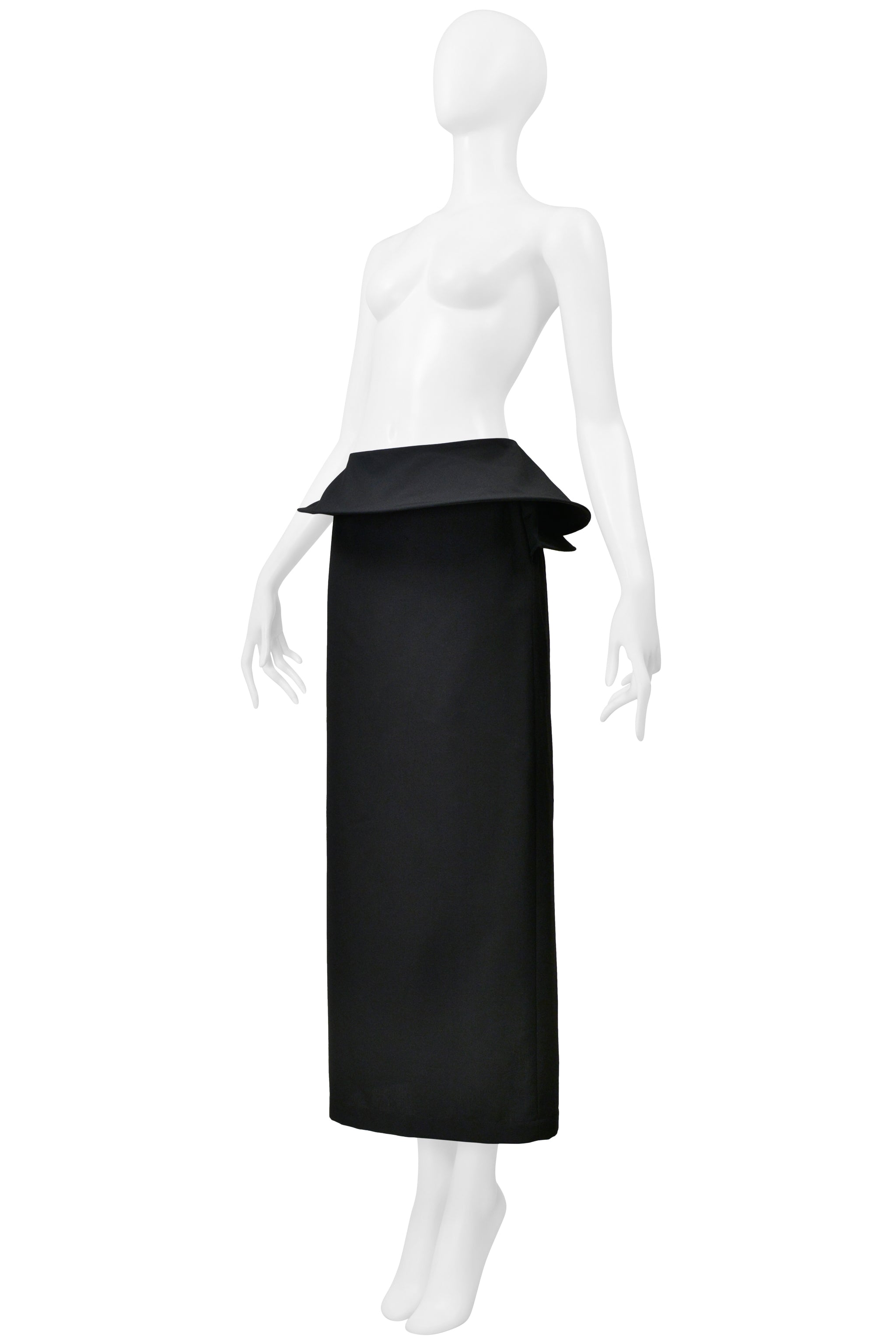 JUNYA WATANABE BLACK LONG PENCIL SKIRT WITH CIRCULAR DISCS WAISTBAND 2000
