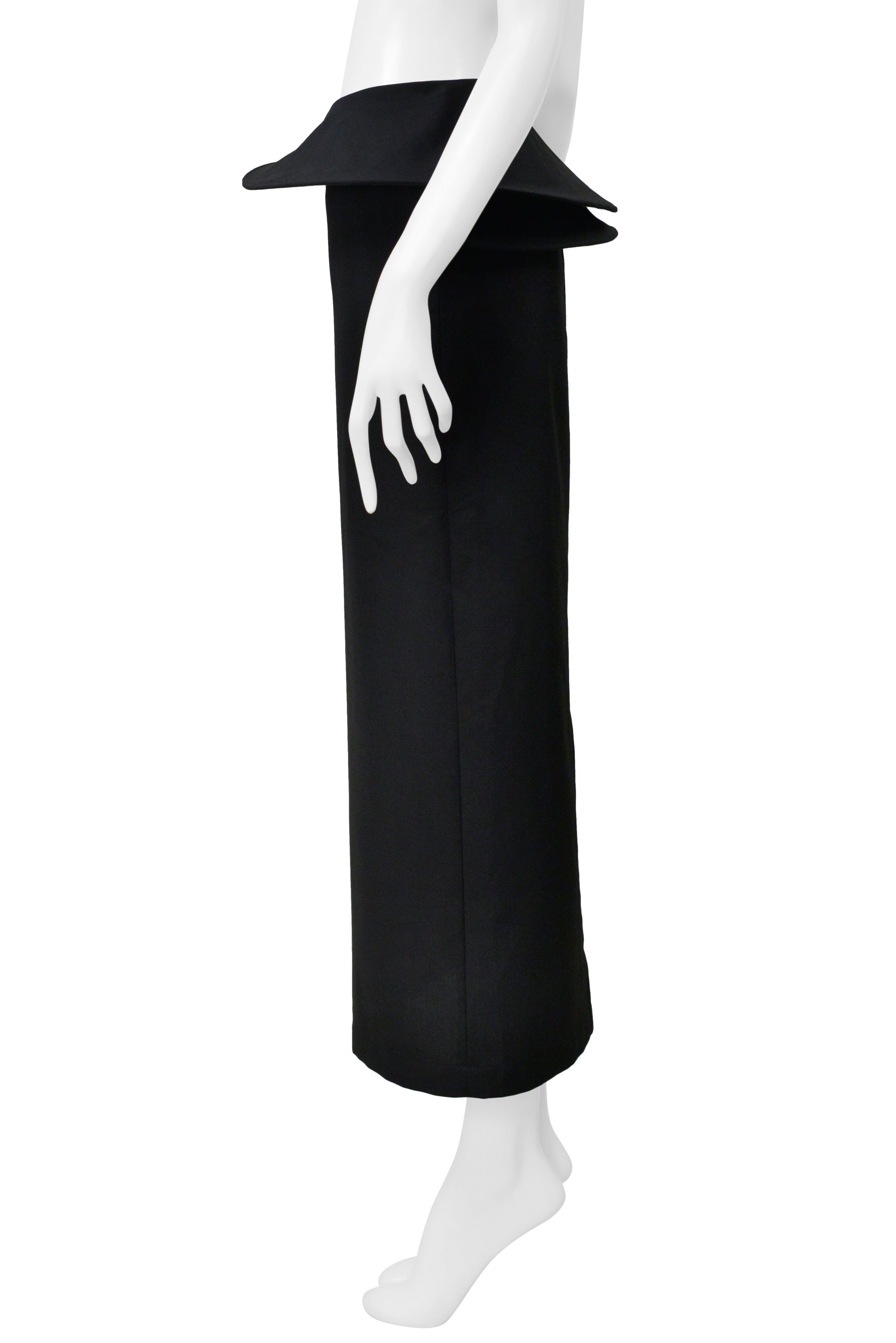 JUNYA WATANABE BLACK LONG PENCIL SKIRT WITH CIRCULAR DISCS WAISTBAND 2000