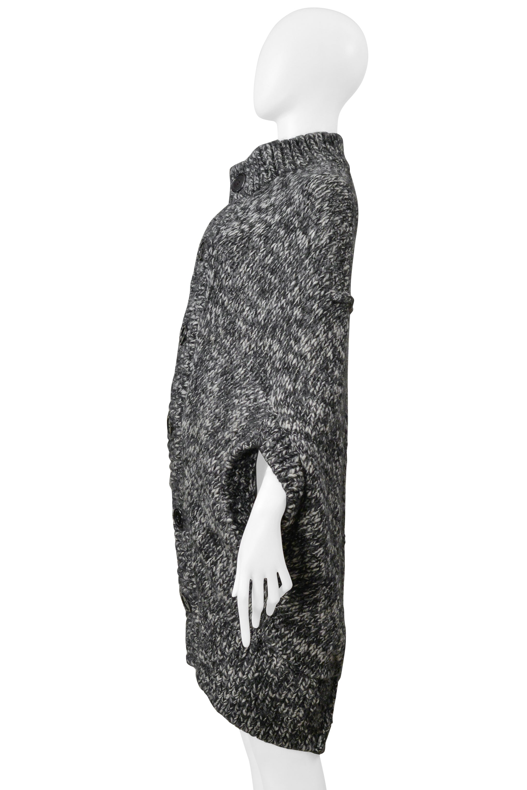 JUNYA WATANABE GREY MELANGE CARDIGAN CAPE SWEATER 2008