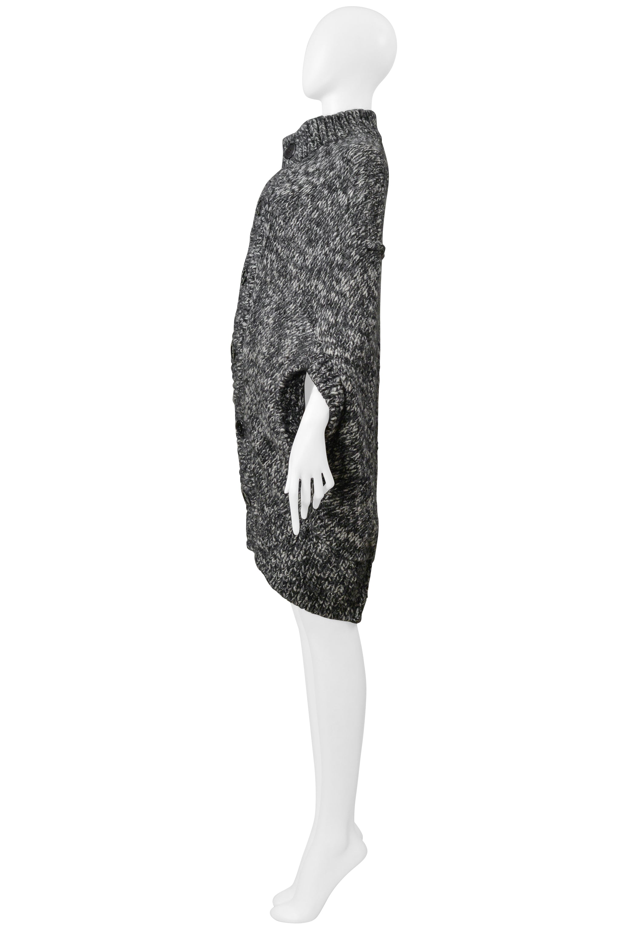 JUNYA WATANABE GREY MELANGE CARDIGAN CAPE SWEATER 2008