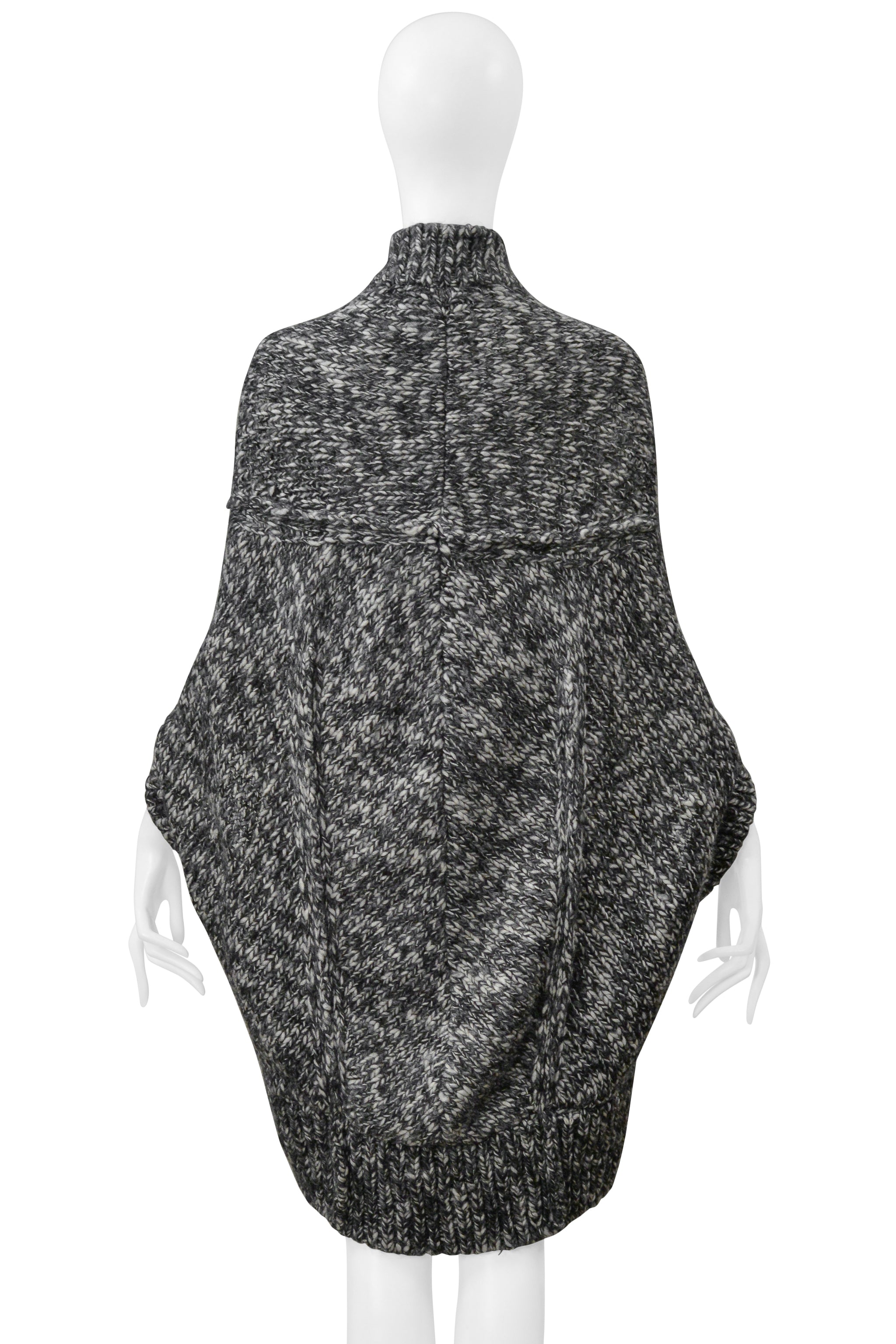 JUNYA WATANABE GREY MELANGE CARDIGAN CAPE SWEATER 2008