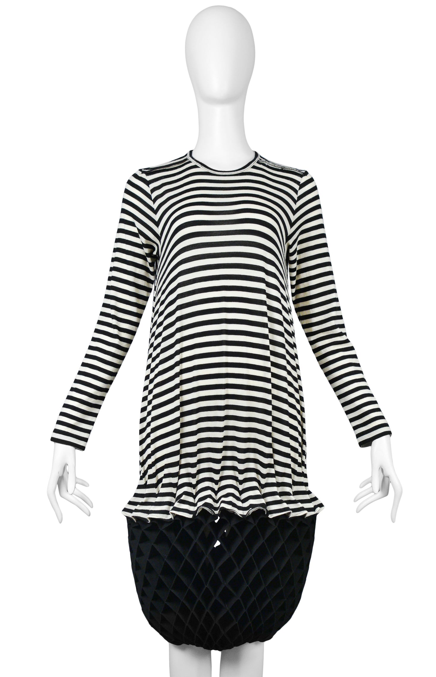 JUNYA WATANABE BLACK & WHITE STRIPE ACCORDION DRESS 2015