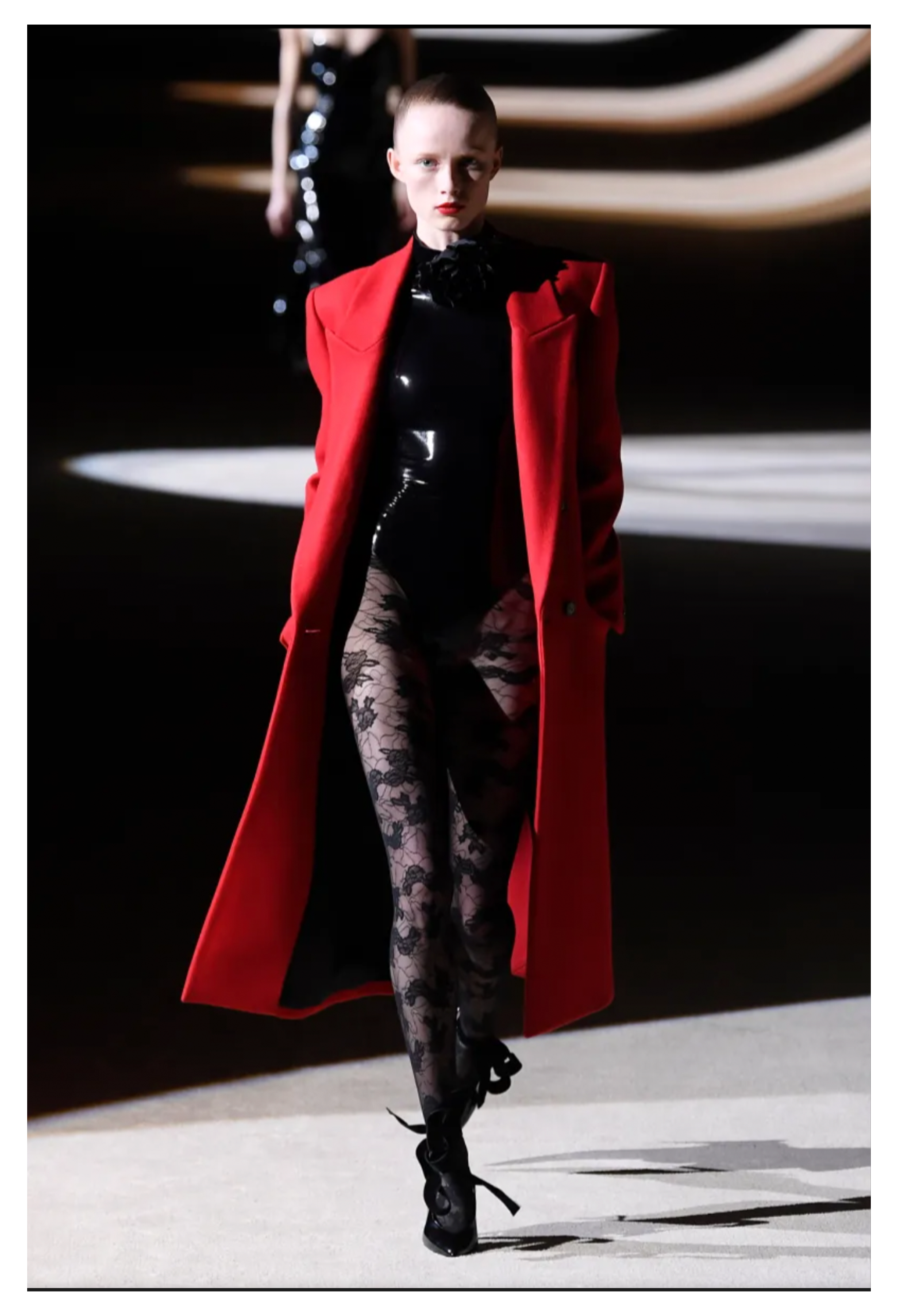SAINT LAURENT PARIS RED WOOL COAT 2020