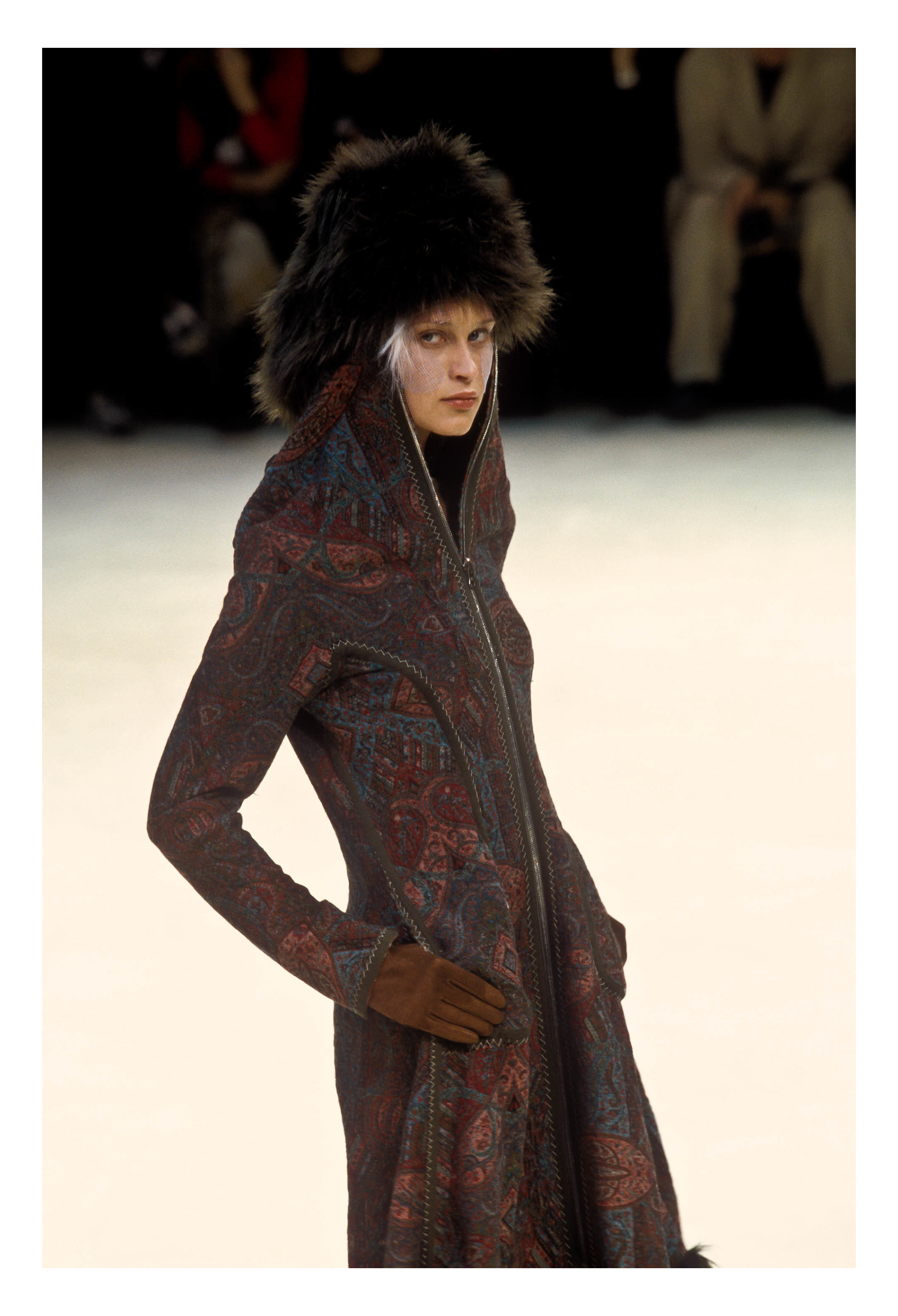 YOHJI YAMAMOTO 2000–01 MULTICOLOR KILIM-STYLE WOVEN JACKET WITH HOOD