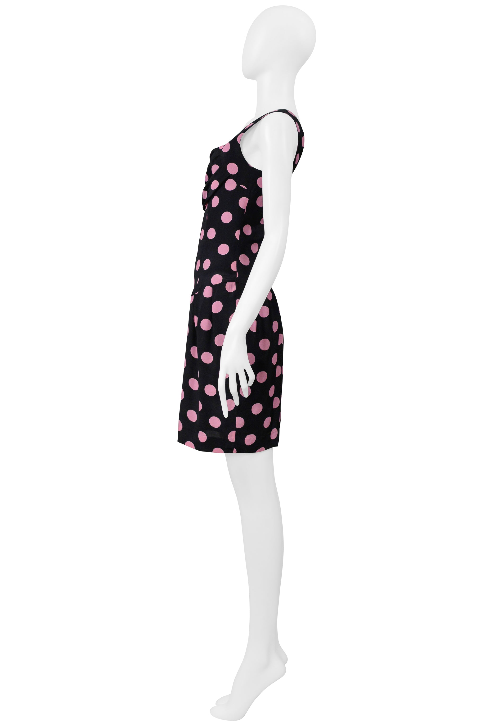 CHRISTIAN LACROIX BLACK DRESS WITH PINK POLKA DOTS
