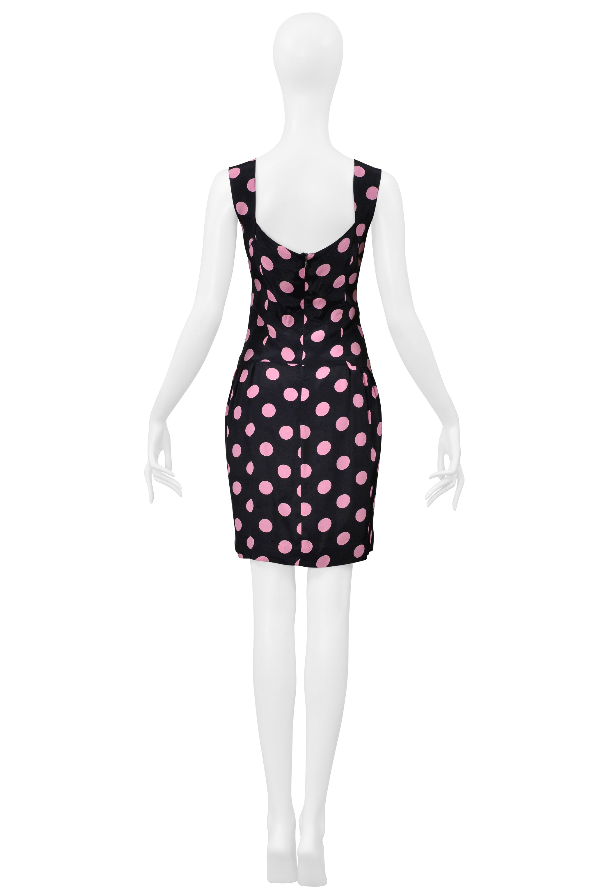 CHRISTIAN LACROIX BLACK DRESS WITH PINK POLKA DOTS