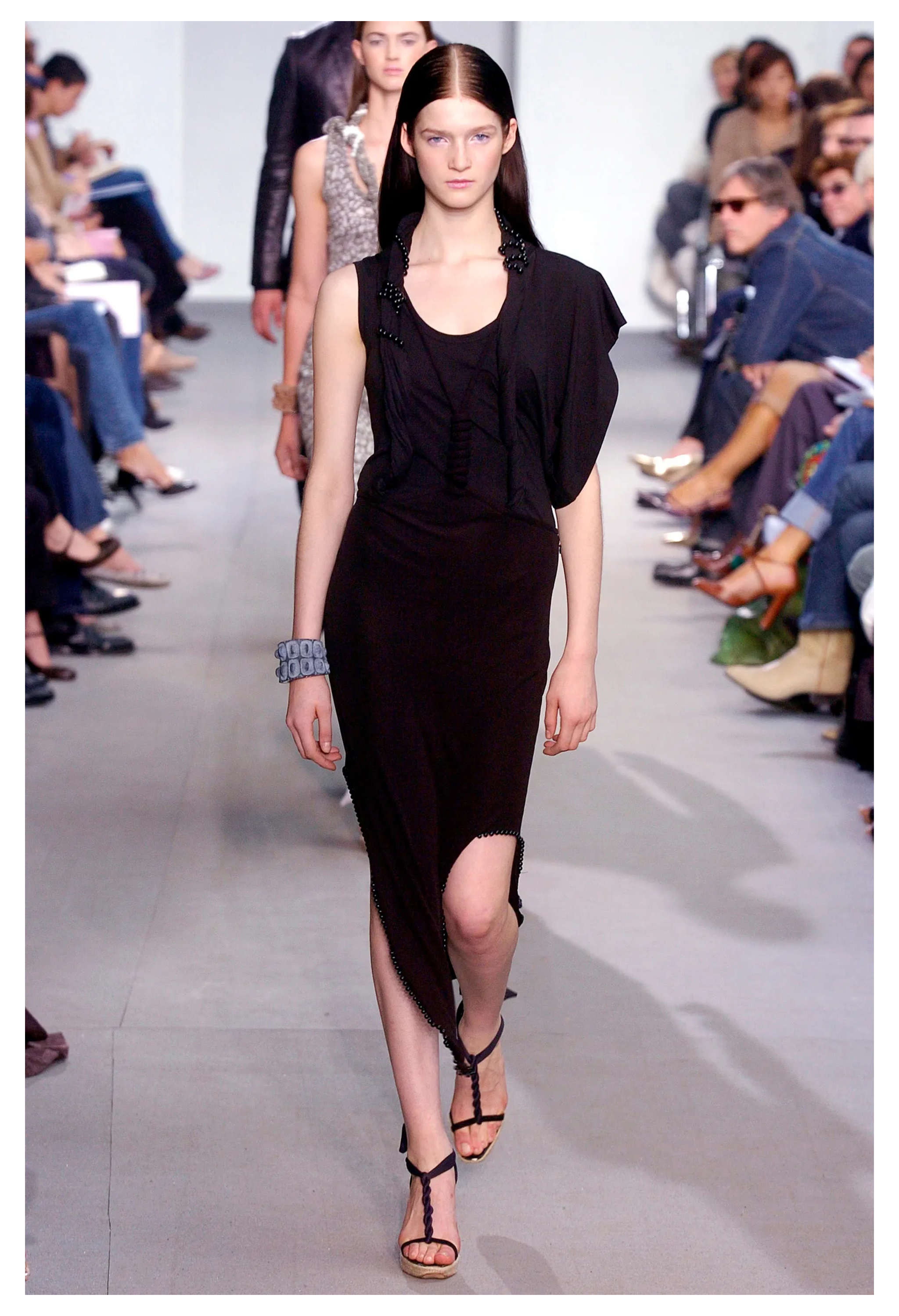 HELMUT LANG BLACK CONCEPT DRESS WITH CABLES & KNOTS 2005